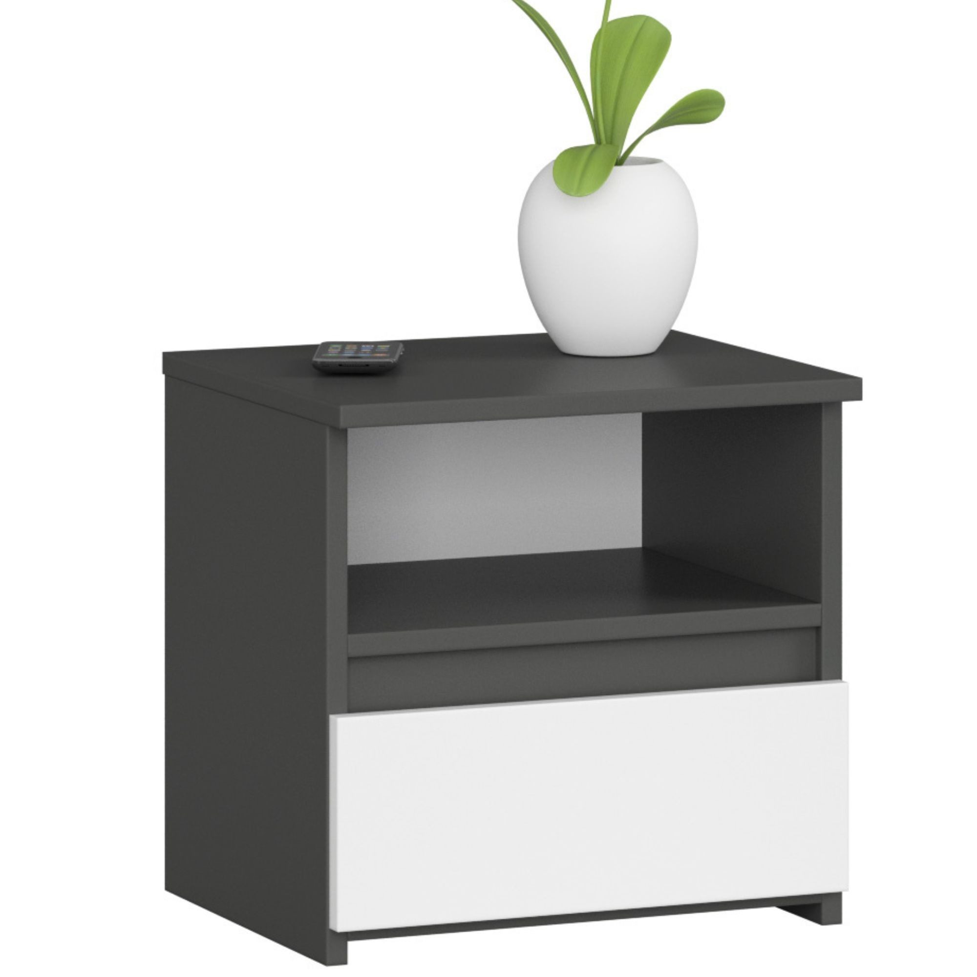 Home Collective Kommode 40 cm breit Holz Highboard Sideboard für Flur Schlafzimmer Wohnzimmer (Mehrzweckschrank Schrank schmal Kommode Schlafzimmer mit Schubladen), Kinderzimmer Organizer, 40 cm hoch mit 1 Schublade graphit