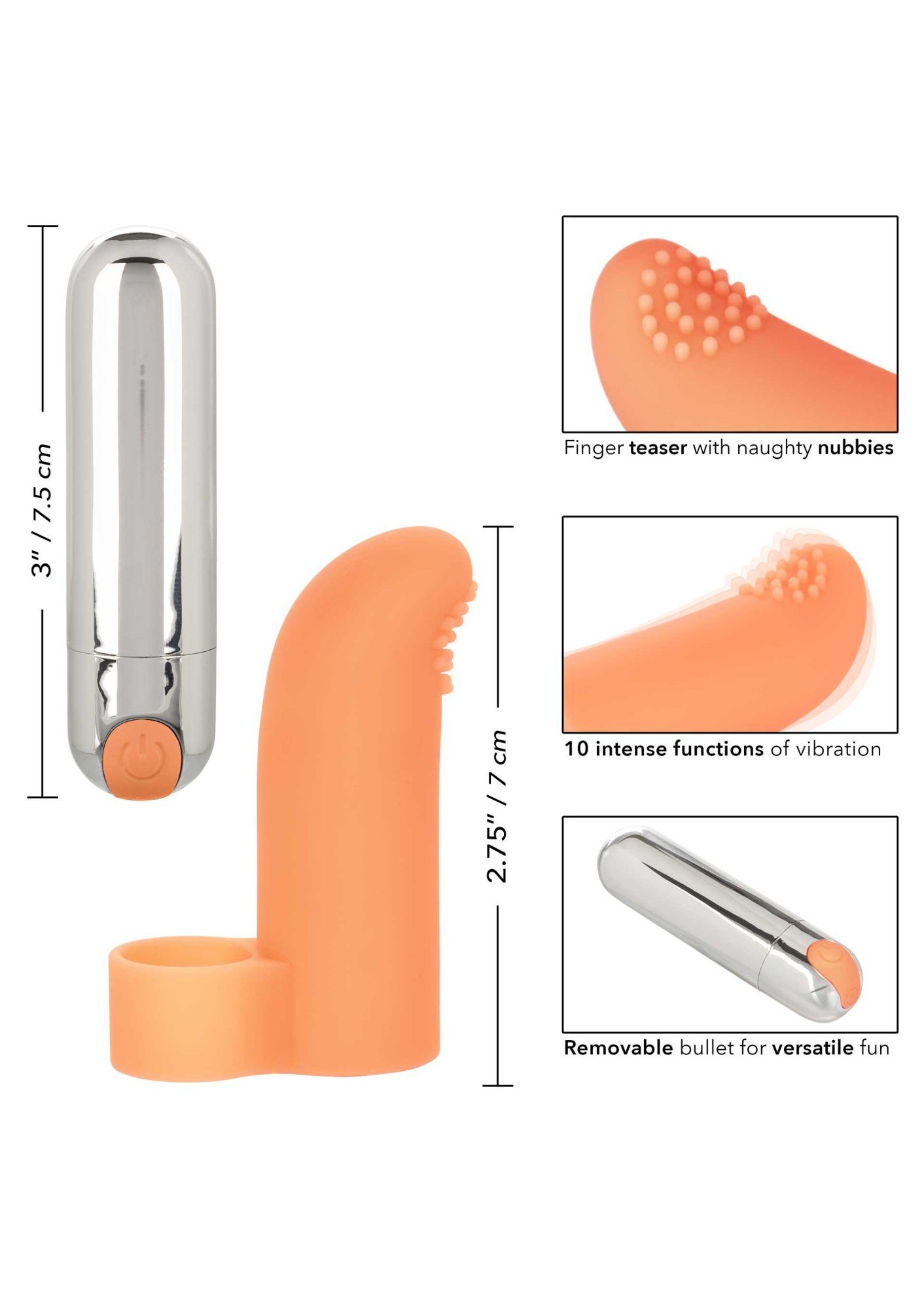 Tickler Rechargeable - Finger Novelties California orange Exotic Vibrator Finger-Vibrator