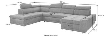 sit&more Wohnlandschaft Riva U-Form, wahlweise mit Bettfunktion