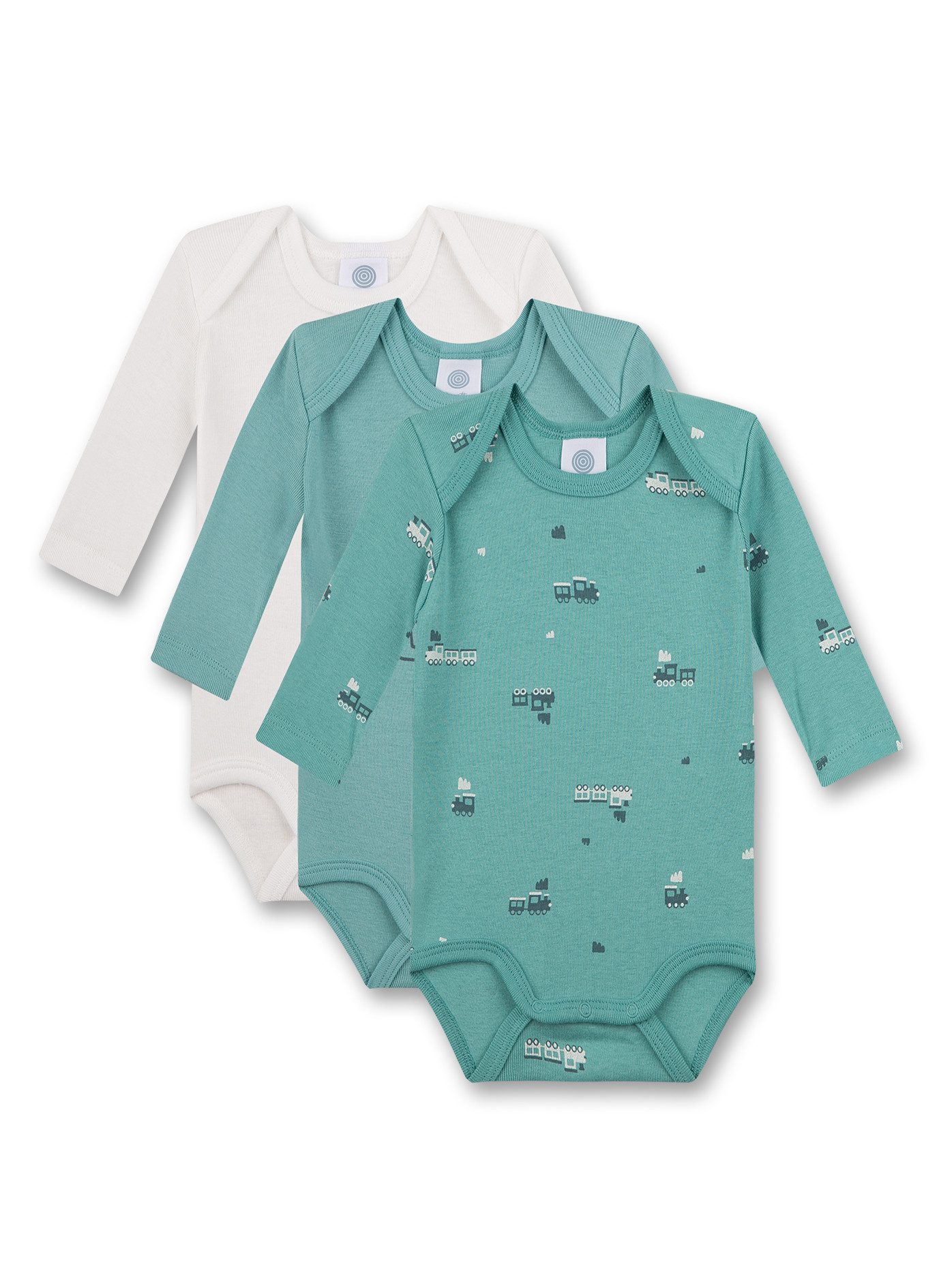 Sanetta Langarmbody Baby Langarmbody 3er-Pack aus Baumwolle mit Lokomotiv-Motiv