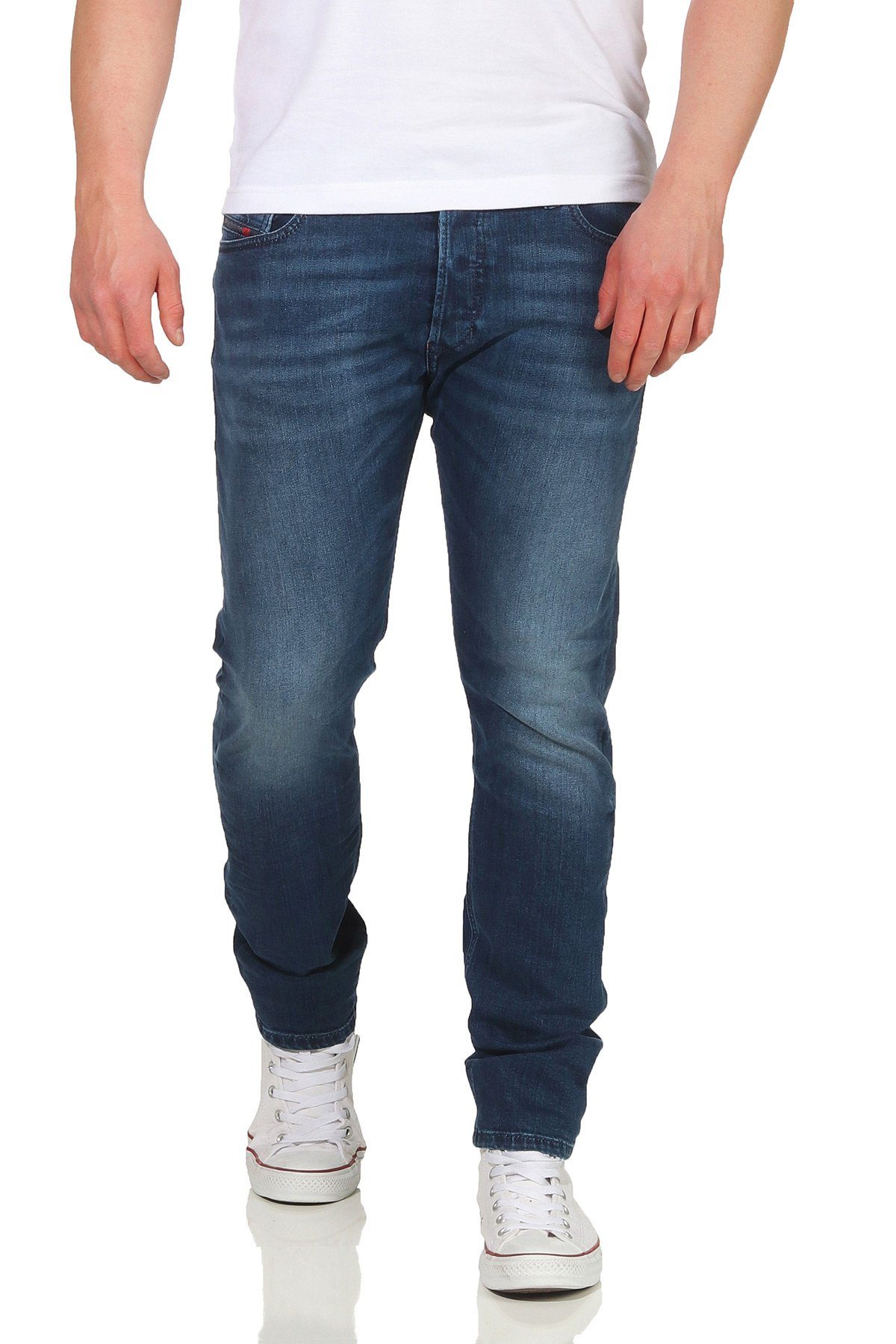 Diesel Regular-fit-Jeans Herren Tepphar 084SY W28 Stretch, Größe: Pocket 5 Style5 L34 Pocket Blau, Style, elastisdch, Röhrenjeans