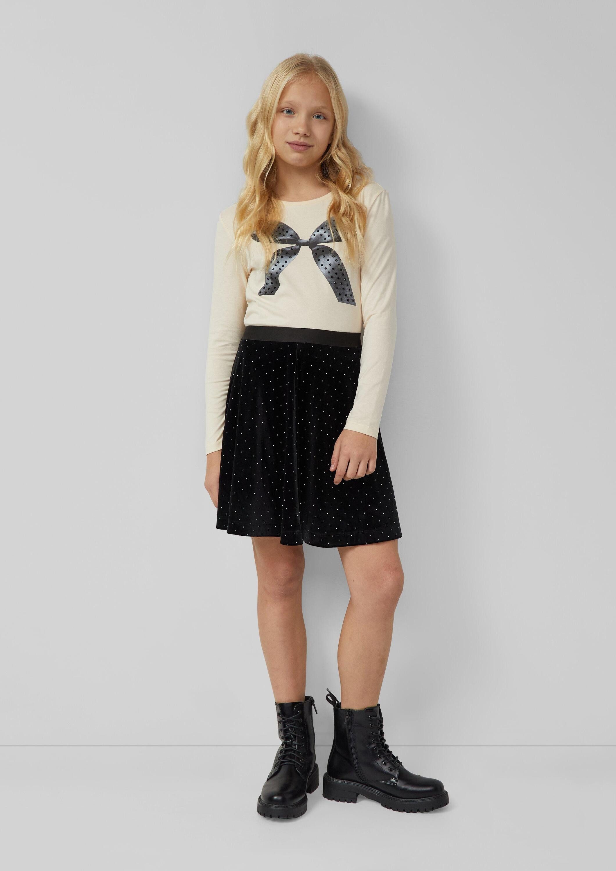 s.Oliver Minirock Rock Kurzer Samt-Rock mit Glitzersteinen