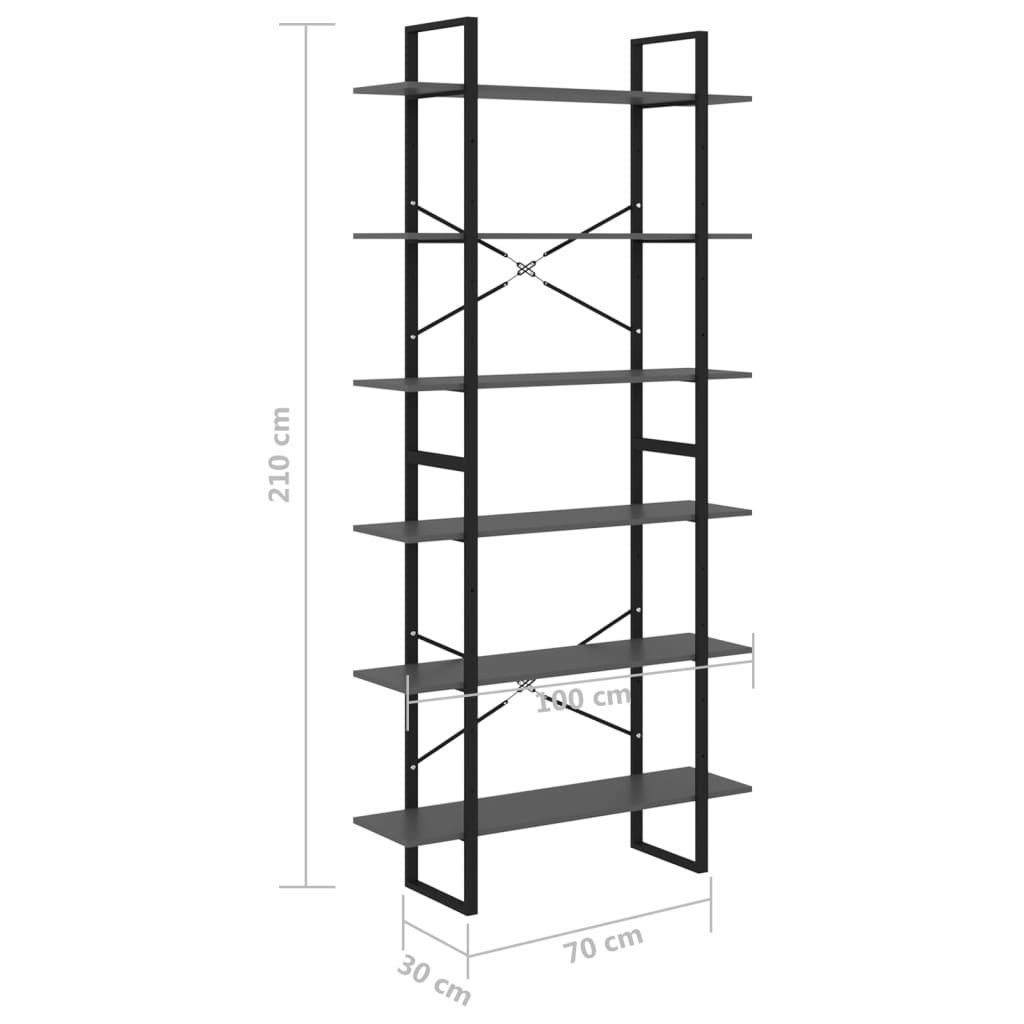 furnicato Bücherregal Hochschrank cm Holzwerkstoff Grau 100x30x210