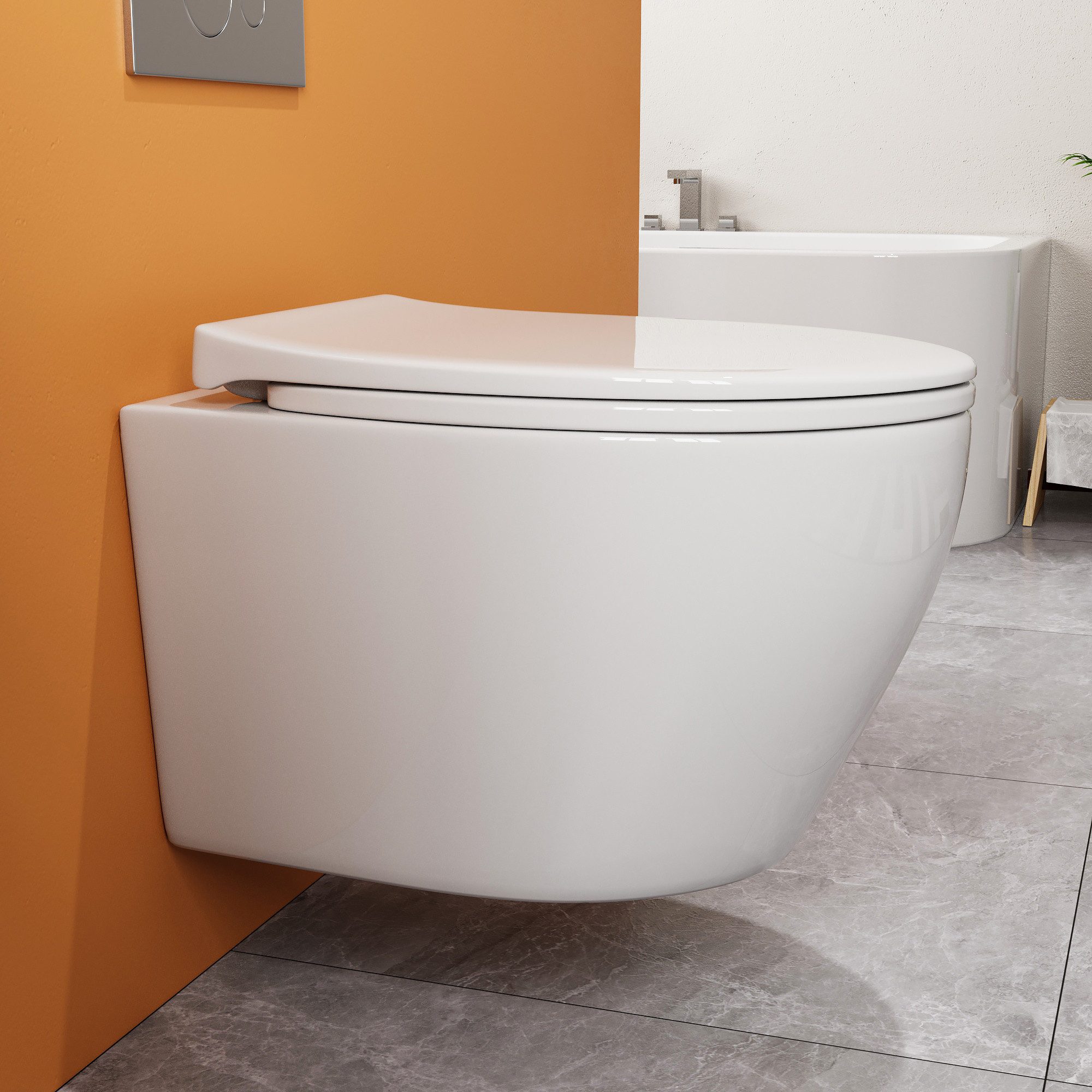 HOROW Tiefspül-WC Hänge WC Komplettset - Spülrandlos Toilette, Hänge WC, Ab günstig online kaufen