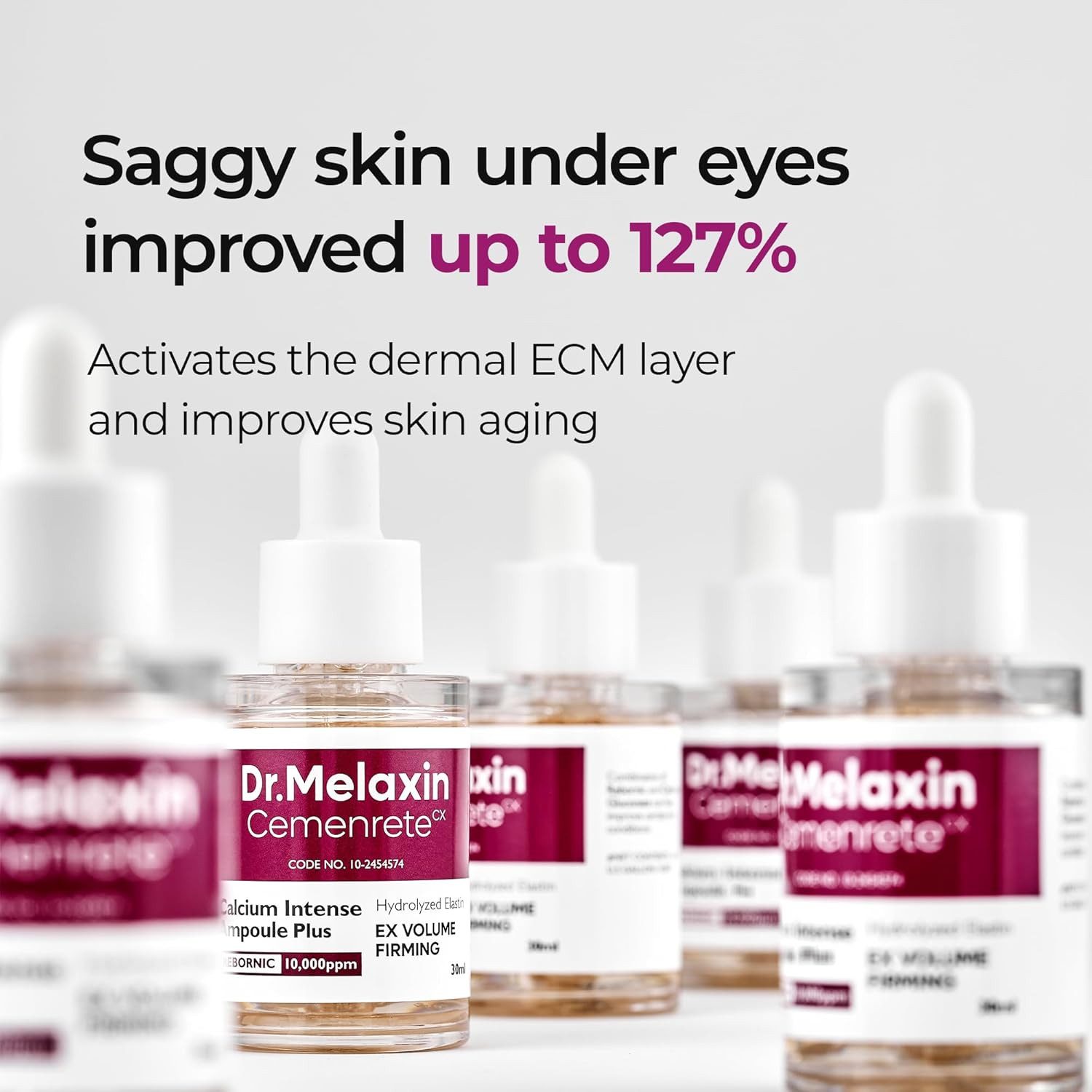 Dr.Melaxin Gesichtsserum Cemenrete Calcium Intense Ampoule Plus 30ml – Korean K-Beauty Augen- Ampulle mit REBORNIC Calcium-Komplex 10.000ppm, Niacinamide, Adenosin & Multi-Hyaluron für ein straffer wirkendes Hautbild