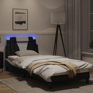 vidaXL Bett Bettgestell mit LED Schwarz und Weiß 80x200 cm Kunstleder
