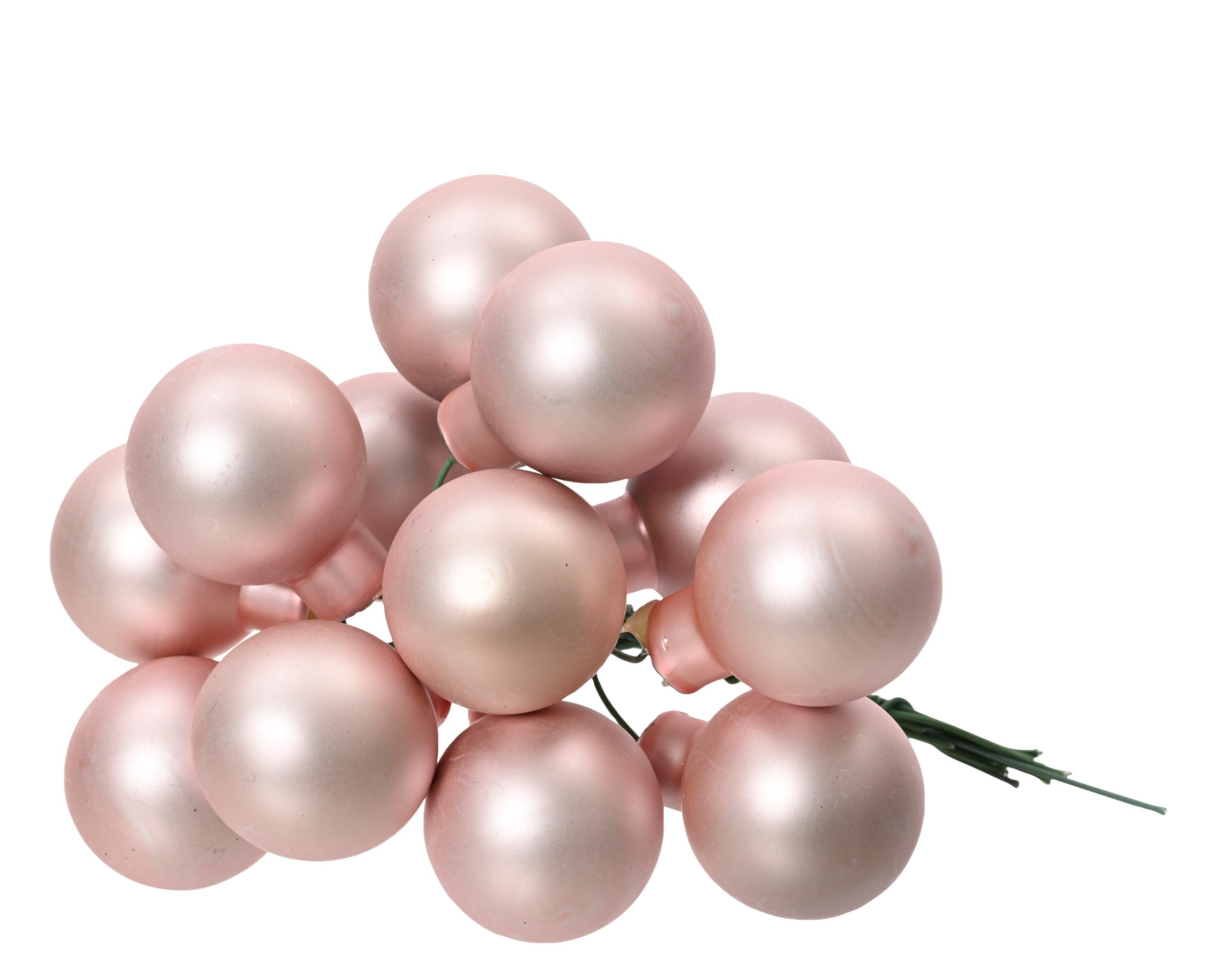 Kaemingk Christbaumschmuck, Weihnachtskugeln am Draht 2cm Glas 12 Stück - Rosa matt