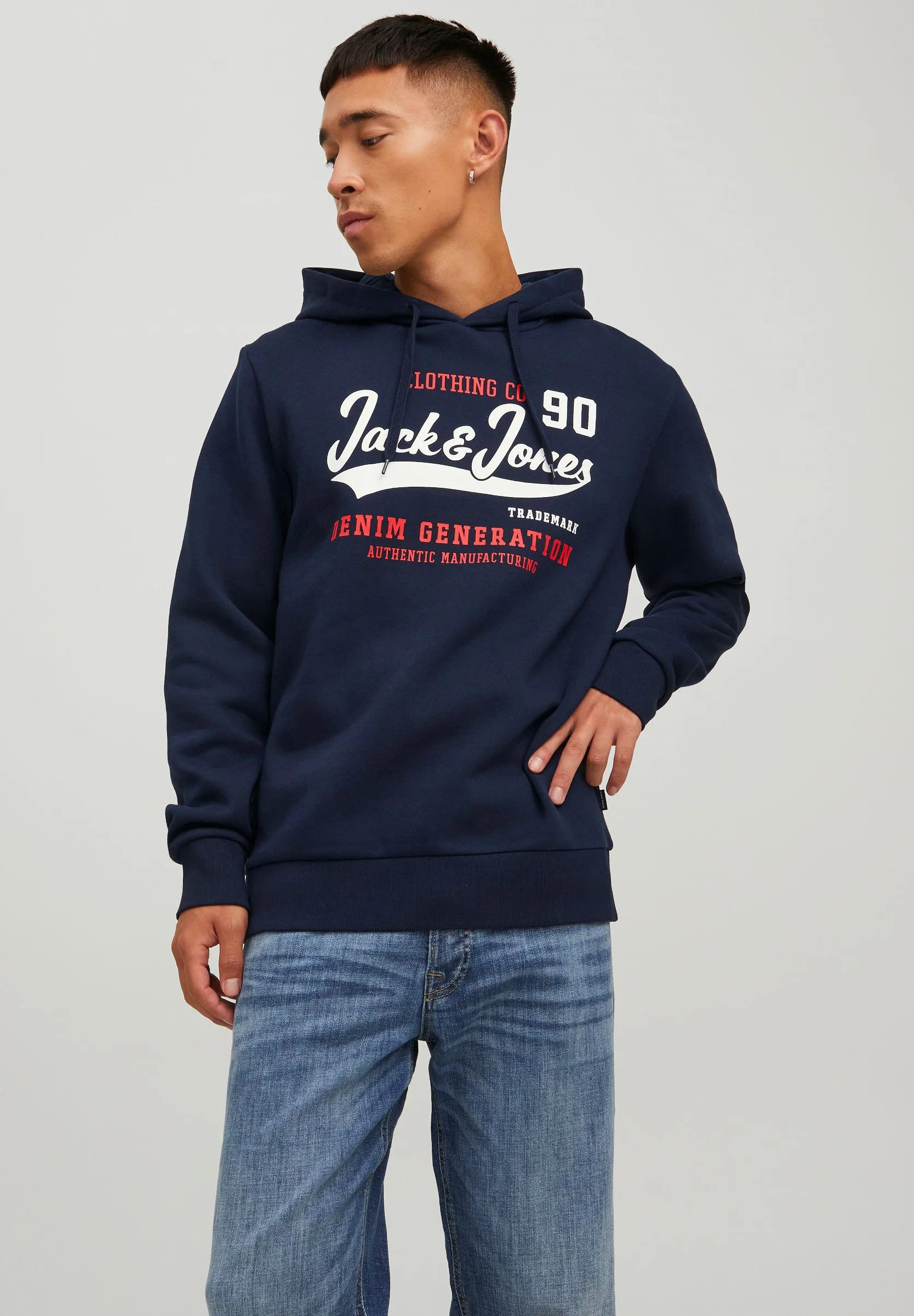 Jack & Jones Hoodie Logo Kapuzensweatshirt Navy günstig online kaufen