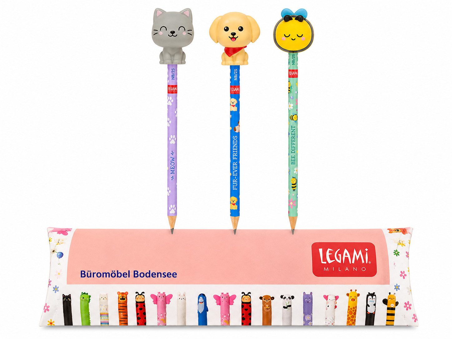 Legami Bleistift LEGAMI Squishy Bleistift 3er-Set Ever Friends Kitty Bee Golden