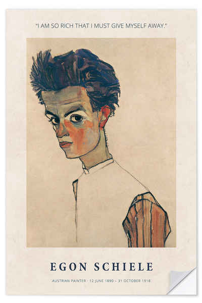 Posterlounge Wandfolie Egon Schiele, I Am so Rich that I must Give Myself Away, Wohnzimmer Vintage Malerei