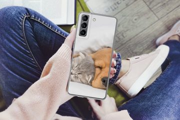 MuchoWow Handyhülle Haustiere - Hund - Katze - Decke, Phone Case, Handyhülle Samsung Galaxy S21, Silikon, Schutzhülle