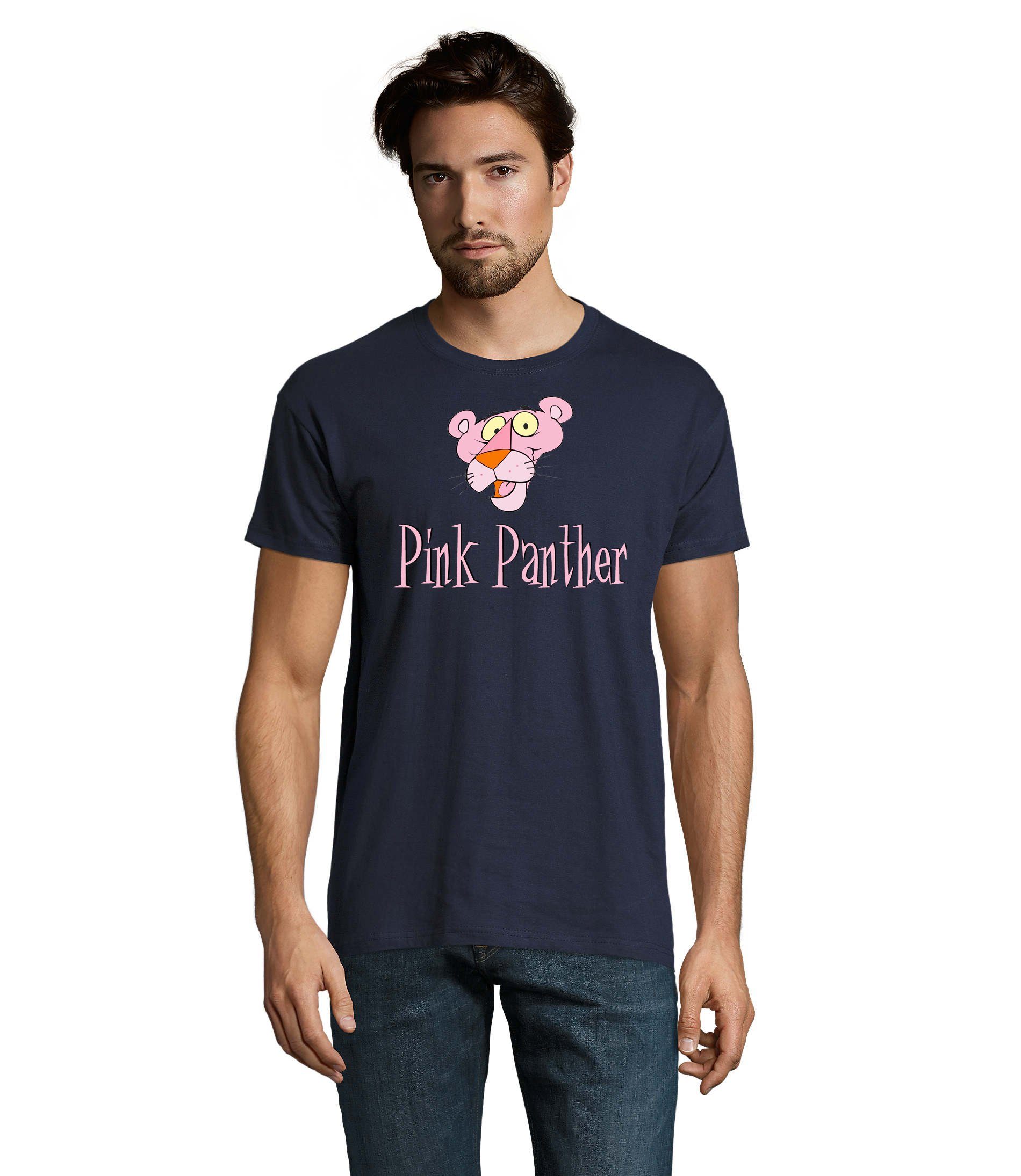 Herren Cartoon Blondie Pink Panther Comic Rosarote Brownie Inspector T-Shirt & Navyblau