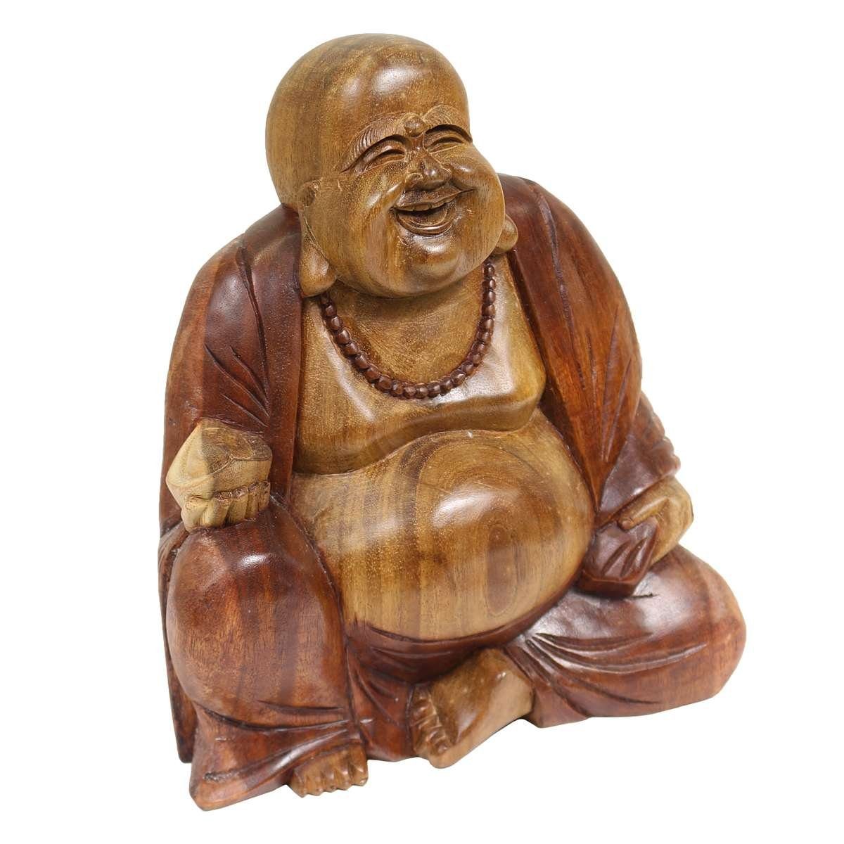 Oriental Galerie Dekofigur Figur Sitzender traditionelle Herstellung St), 20 mittel Buddha Happy cm in (1 im Handarbeit Ursprungsland