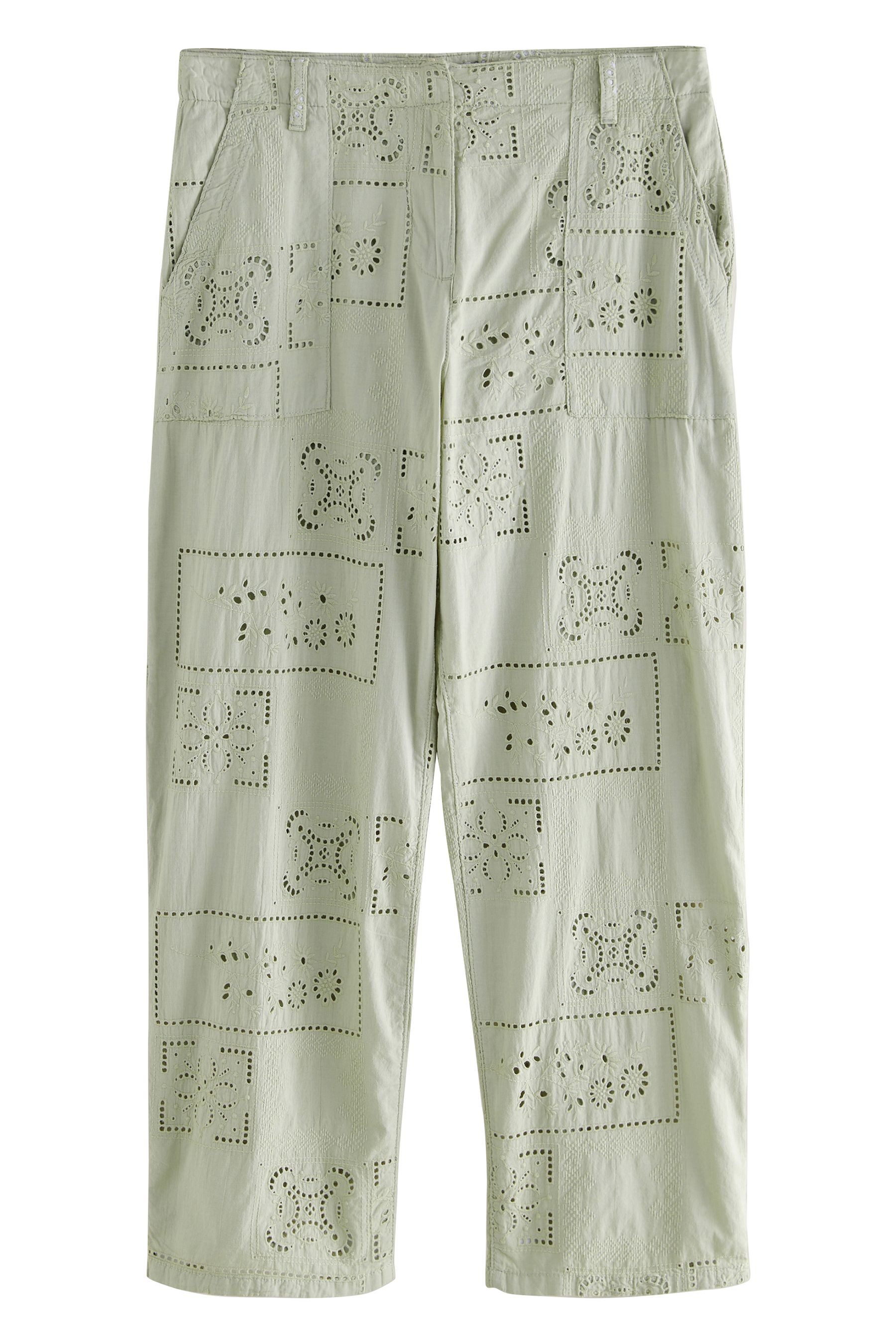 Next Stoffhose Hose mit Stickerei aus 100 % Baumwolle (1-tlg) günstig online kaufen