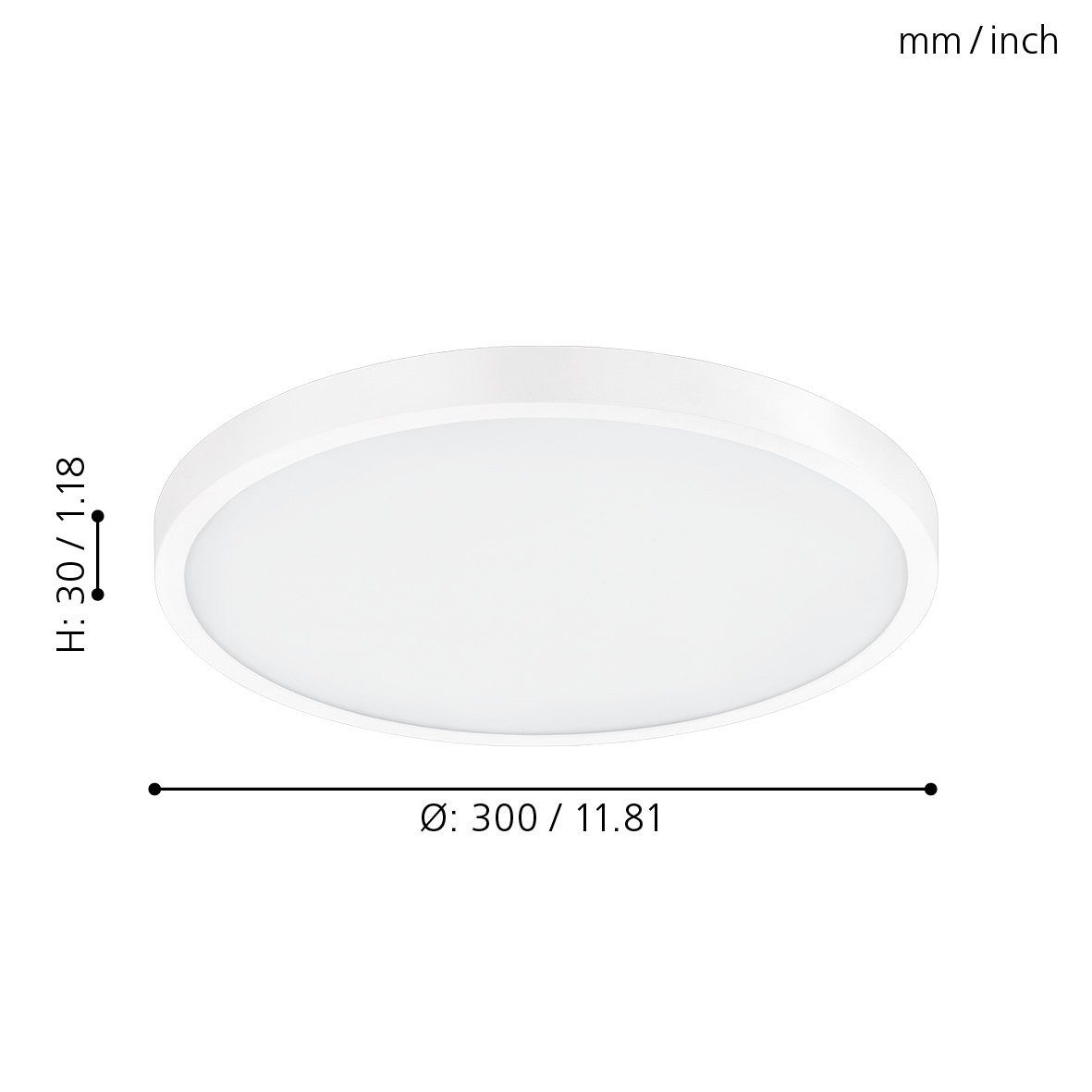 EGLO Aufbauleuchte Fueva-a, Leuchtmittel inklusive, Aufbauleuchte - H3 x Ø30 cm - weiß - 20W inkl.