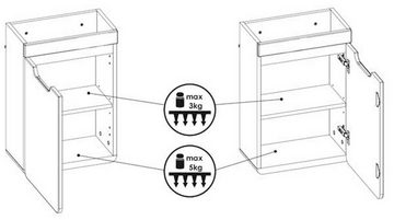 Feldmann-Wohnen Waschbeckenschrank Aruba (1-St) 40x22x60cm Farbe wählbar 1-türig