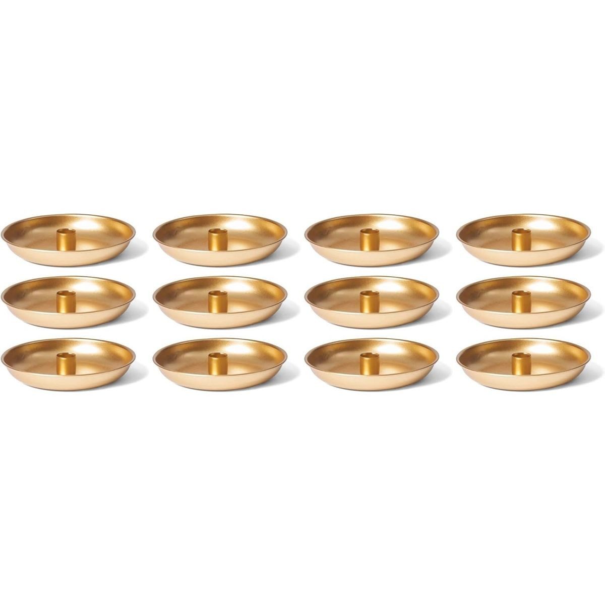 Novaliv Kerzenständer 20425-12x (12 St), 12x Stabkerzenhalter Deko Schale Gold 18cm Tafelkerzen Weihnachtliche