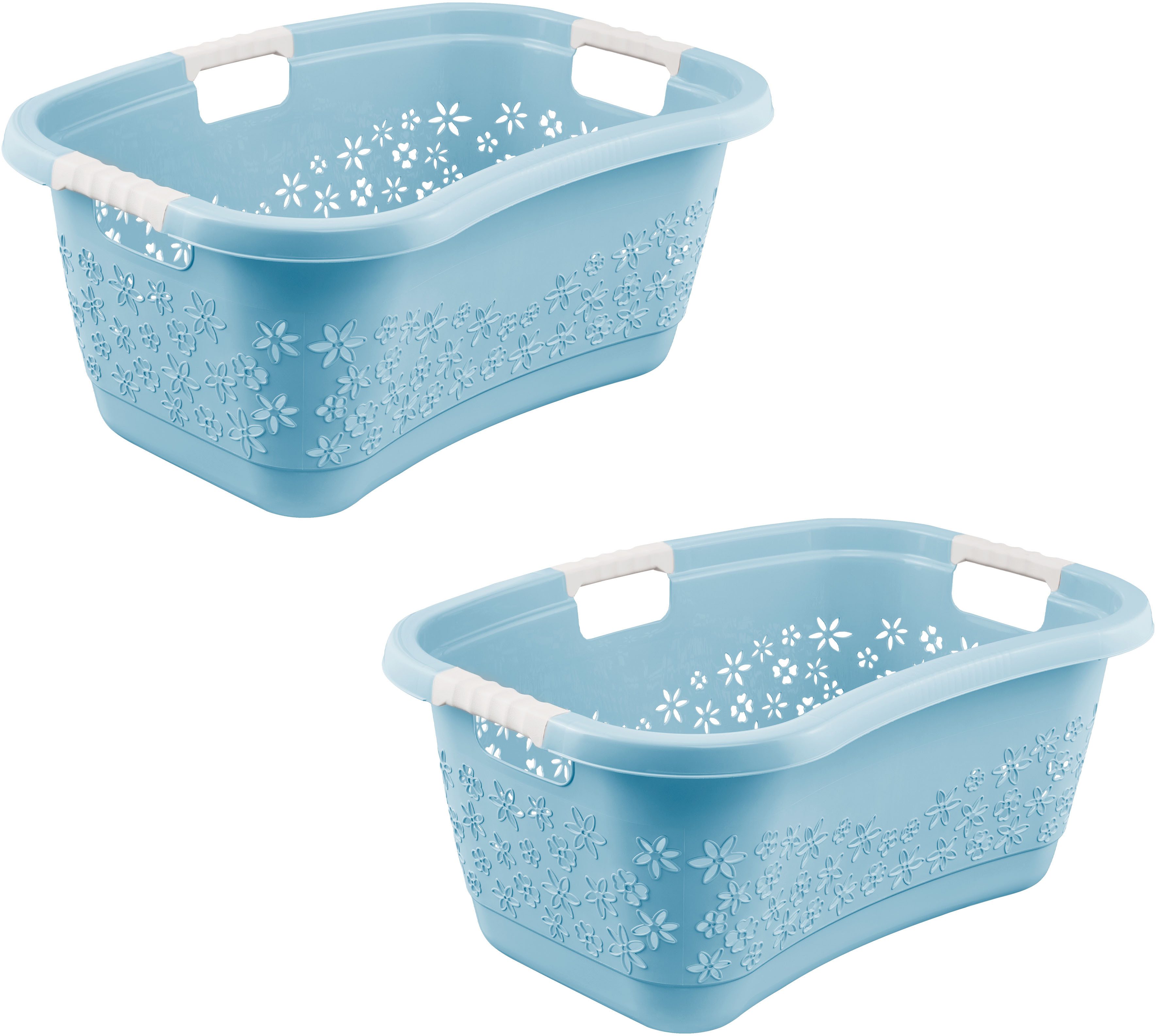 keeeper Wäschekorb lasse, 2er Set, Korb mit Softgriffen, 65 x 45 x 28 cm, 50 l (Set, 2 St), ergonomische Form, komfortable Softgriffe, Hüftstütze