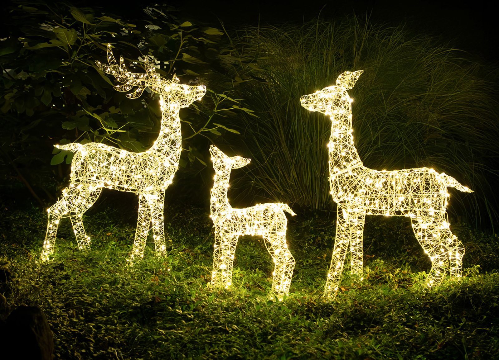 BURI Dekofigur 3er Set LED Rentiere 700 LEDs mit Timer Weihnachtsdeko Outdo günstig online kaufen