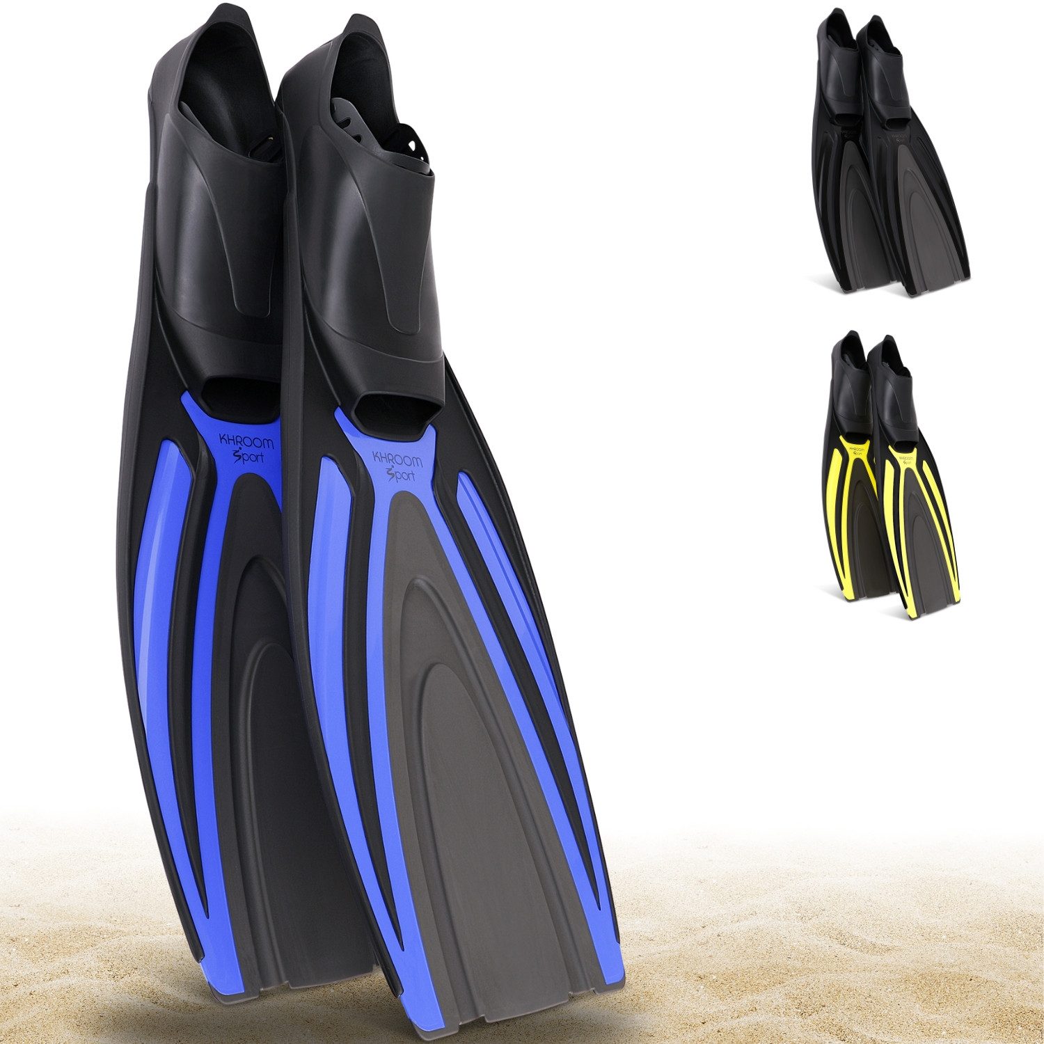 Khroom Flosse Taucherflossen Schwimmflossen Langflossen geschlossen Gr. 36-47 (lange Flossen, Premium Made in Italy)