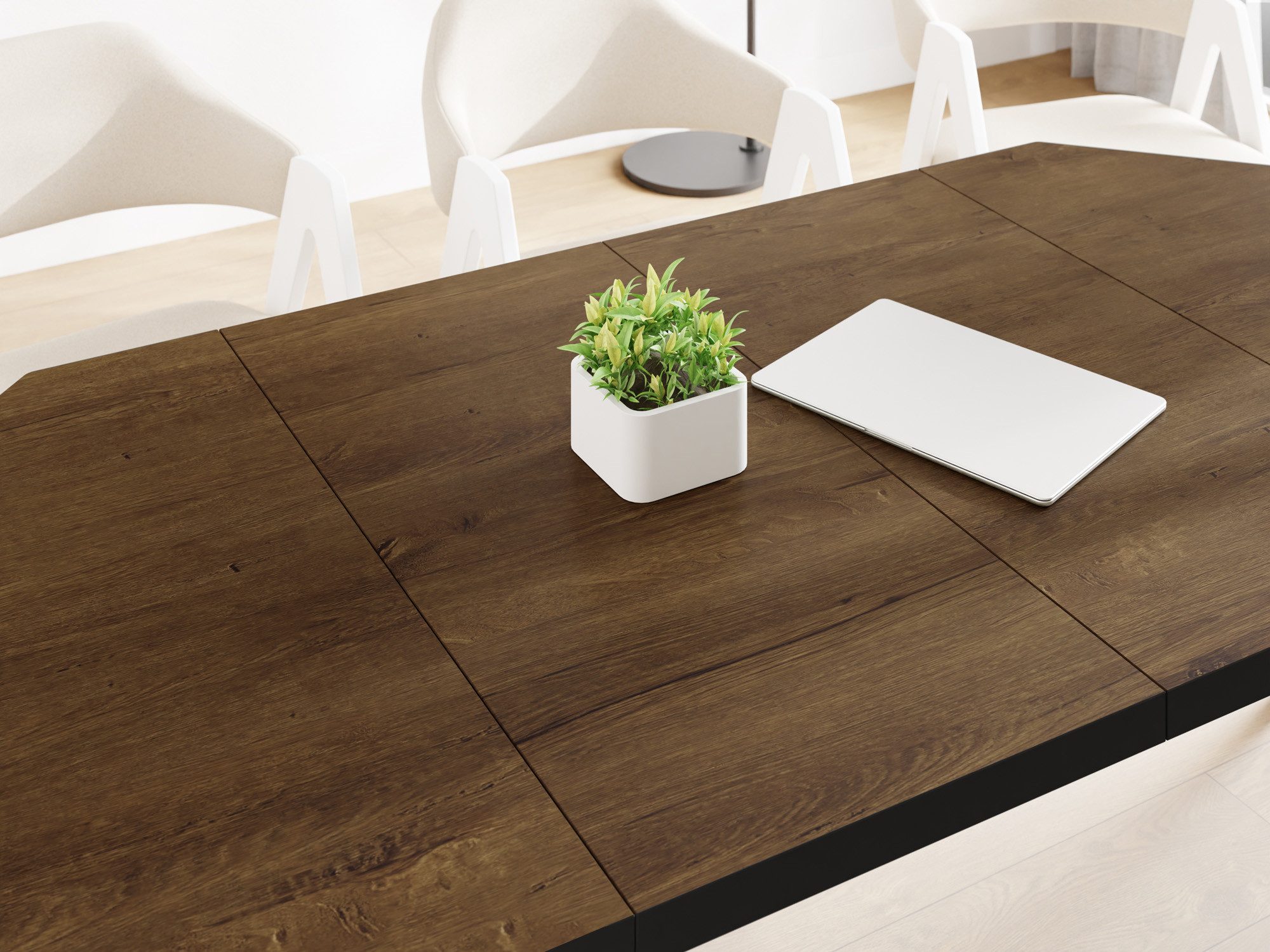 WFL GROUP Esstisch Diamond Black ausziehbar achteckig loft mit schwarzen Holzbeinen (MADE IN EU, erhältlich in zwei Größen – 100/100 cm, ausziehbar auf 150/200 cm), platzsparender Tisch für kleine Küche, Esszimmer oder Wohnzimmer