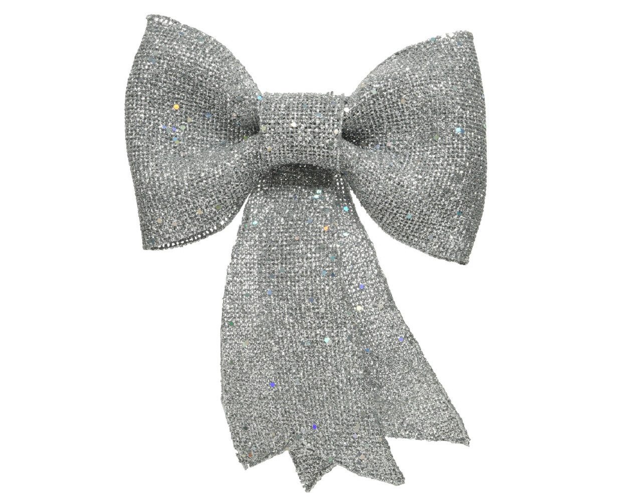 Kaemingk Hängedekoration Schleife Plastik Glitter L.5cm W.22cm H.30cm silber