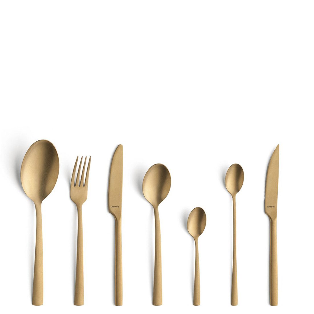 Amefa Besteck-Set MANILLE (42-tlg), 6 Personen, Edelstahl Rostfrei 18/0, Handreinigung empfohlen, goldfarbender PVD Veredelung, mattiert