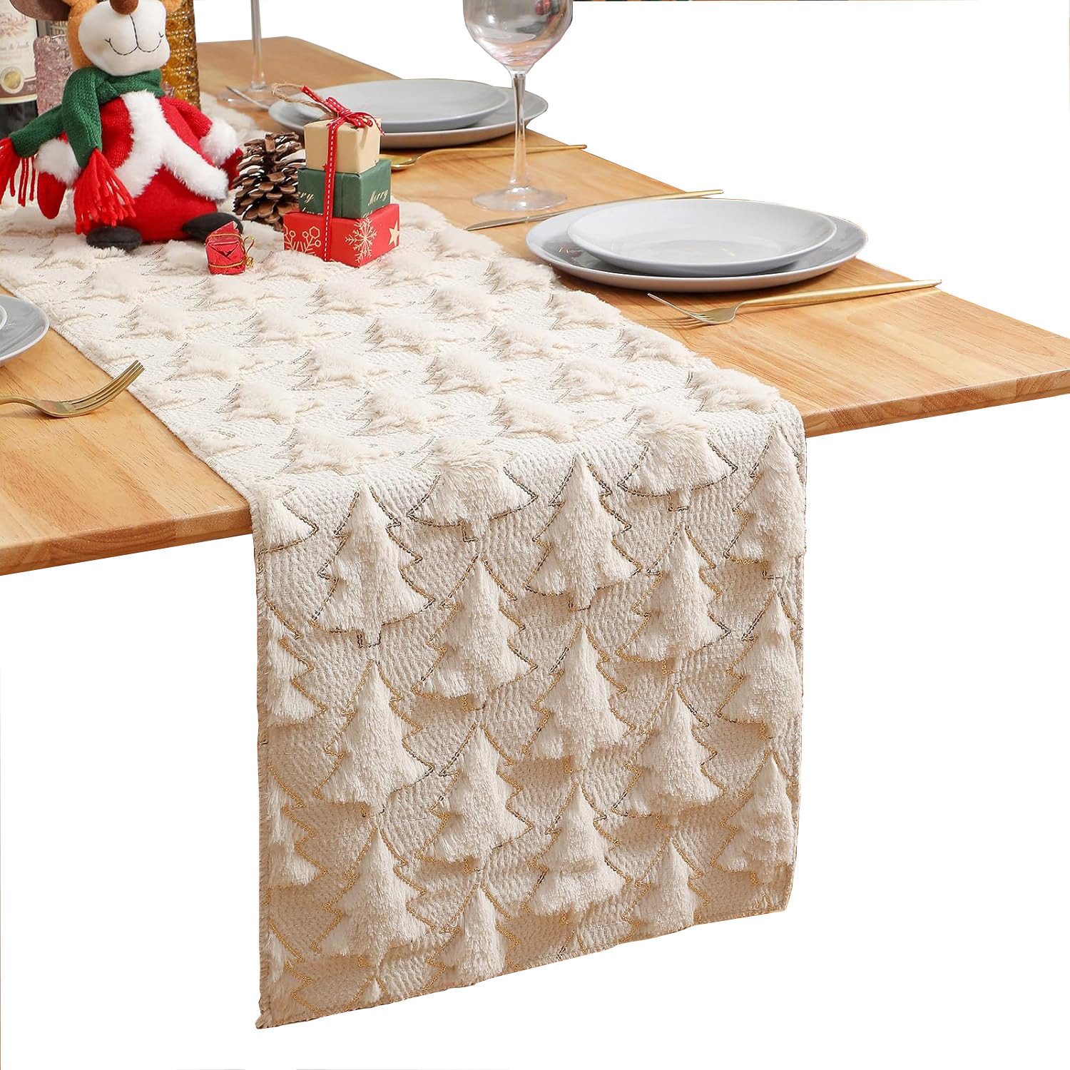 Kaket Tischläufer Weihnachten, Plüsch Gold Pailletten günstig online kaufen