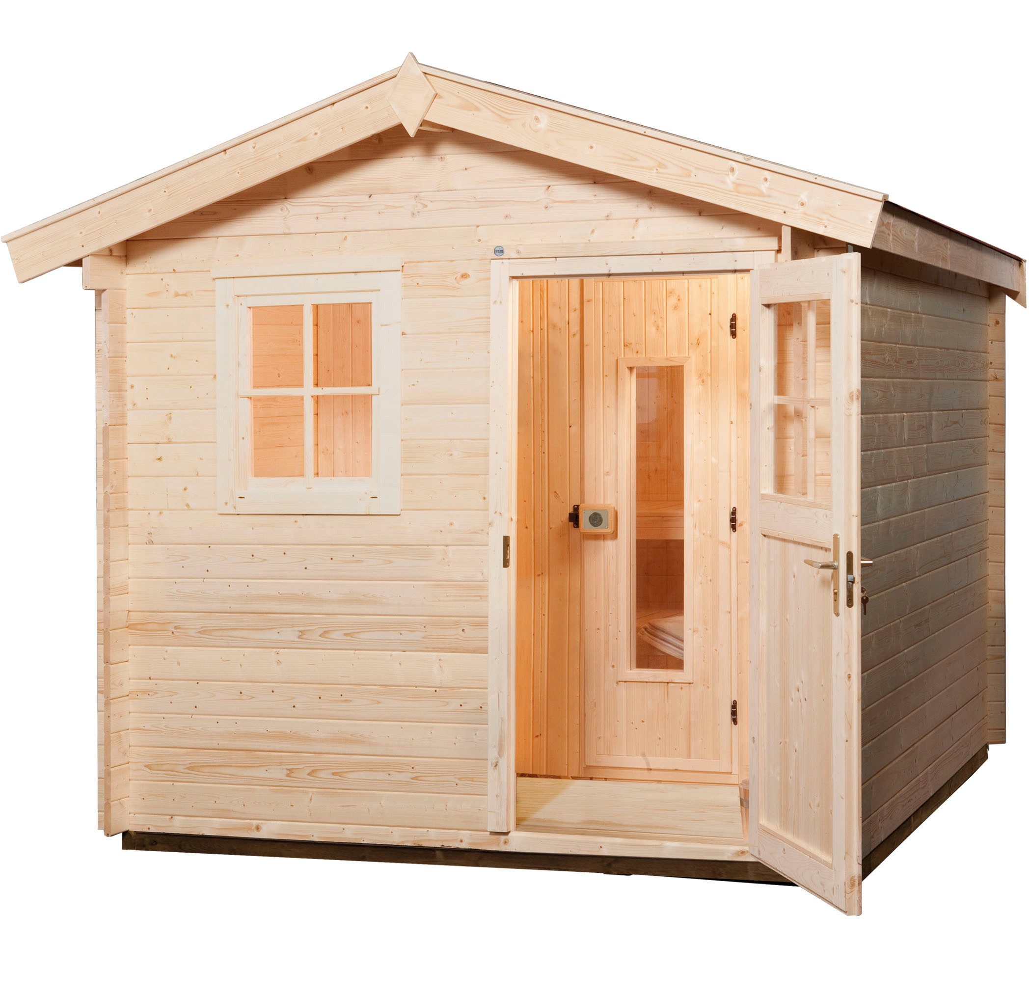 weka Saunahaus Mikkeli, BxTxH: 300 x 284 x 255 cm, 28 mm, Saunahaus inkl.hochwertiger Elementsauna