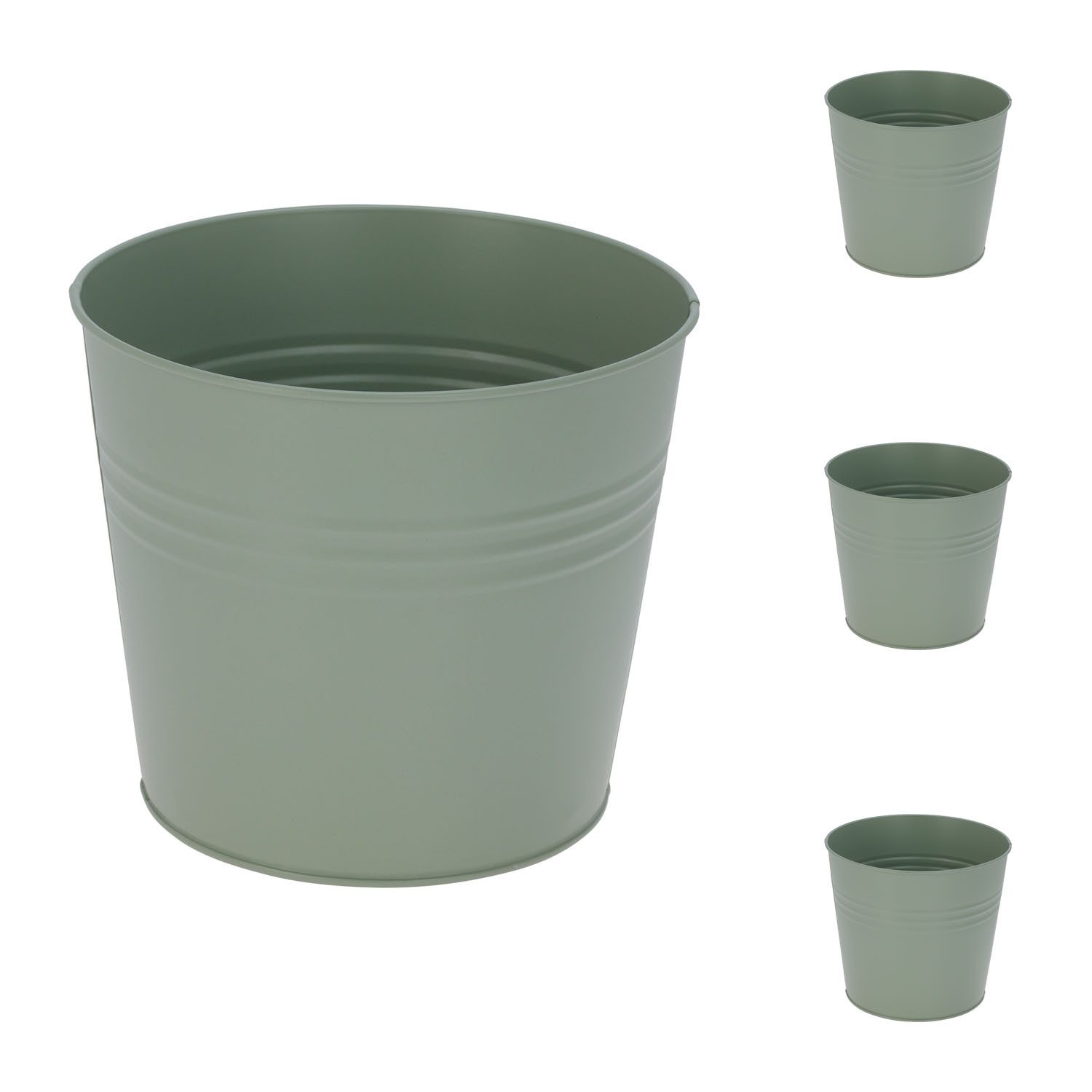 Mojawo Blumenkasten 4 Stk. Blumentopf Pflanzgefäß Balkontopf Pflanztopf verzinkt Ø17xH15cm