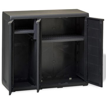 vidaXL Fächerschrank Gartenschrank mit 2 Regalen Schwarz (1-St)