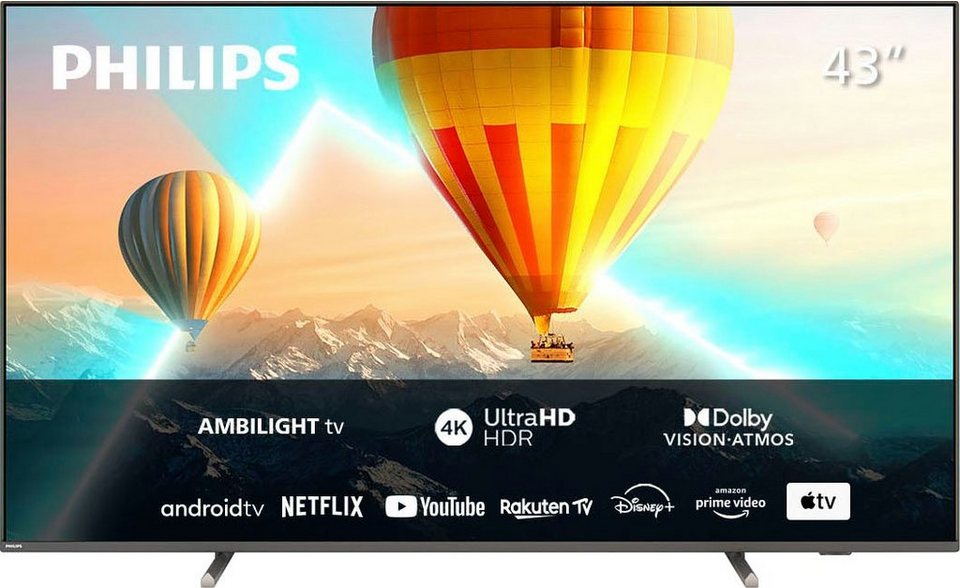 Philips 43PUS8107/12 LED-Fernseher (108 cm/43 Zoll, 4K Ultra HD, Android TV,  Smart-TV, Ambilight (3-seitig), HDR10)