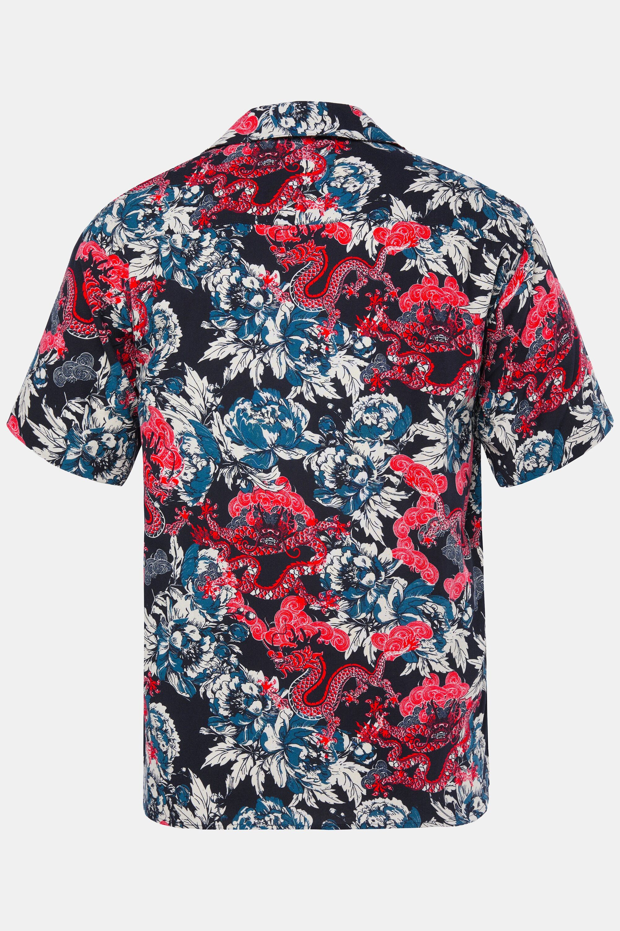JP1880 Kurzarmhemd Hemd Halbarm Cuba-Kragen floraler Druck Cuba Fit