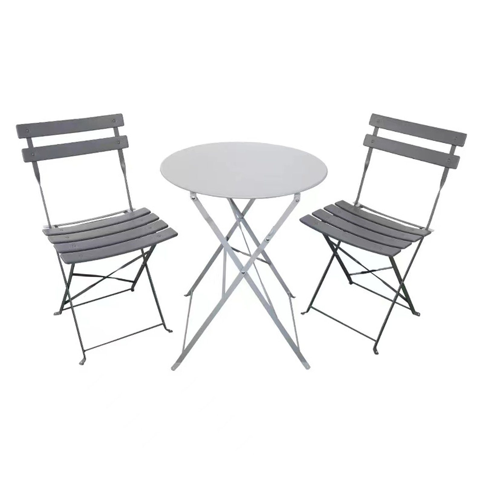 HTI-Living Sitzgruppe Bistroset 3-teilig Cavo Grau, (Set, 3-tlg., 1 Tisch, 2 Stühle), Klapptisch Klappstühle 2 Personen Balkonmöbel
