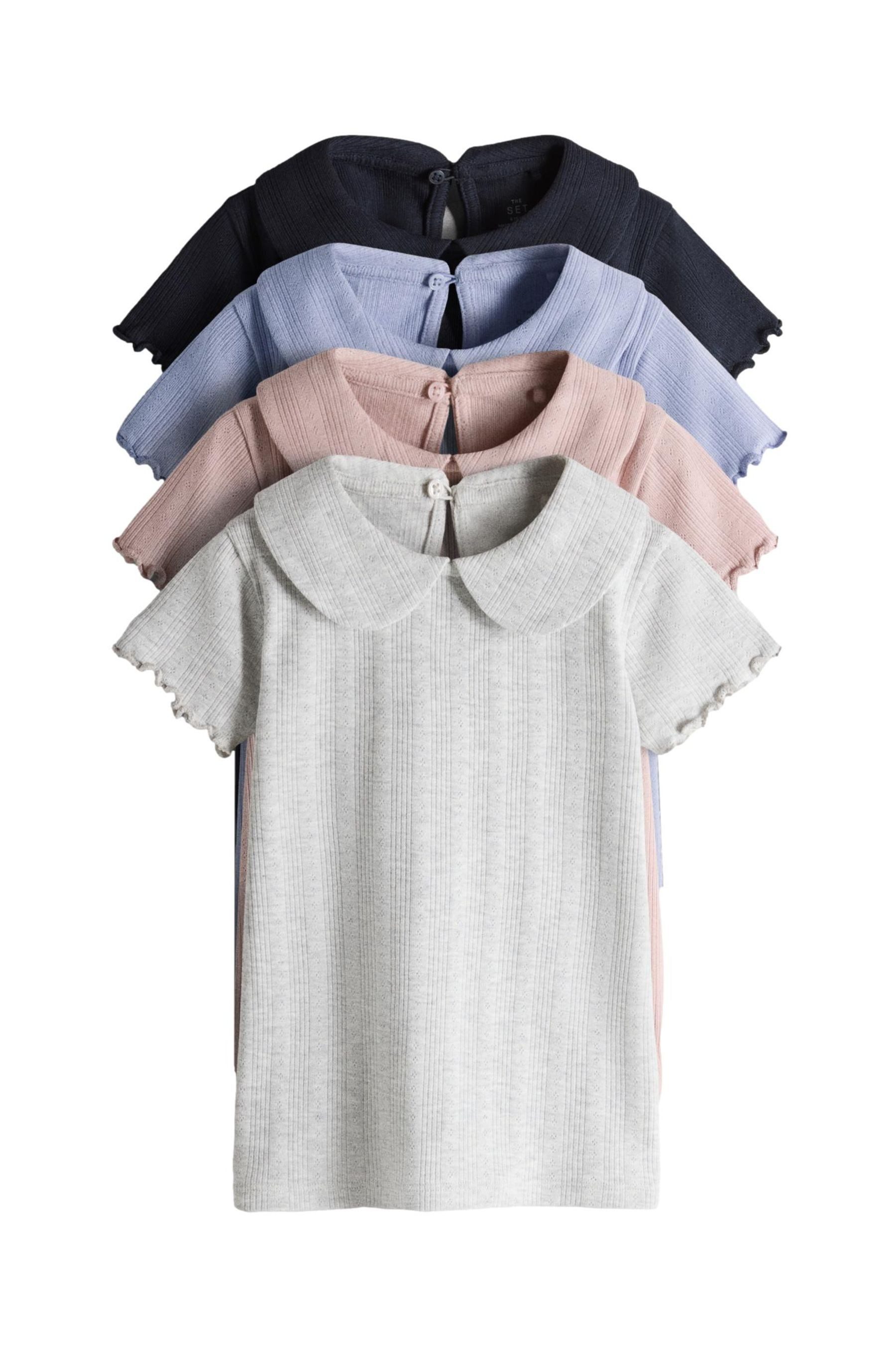 T-Shirt The Set Kurzarmoberteile mit Kragen, 4er-Pack