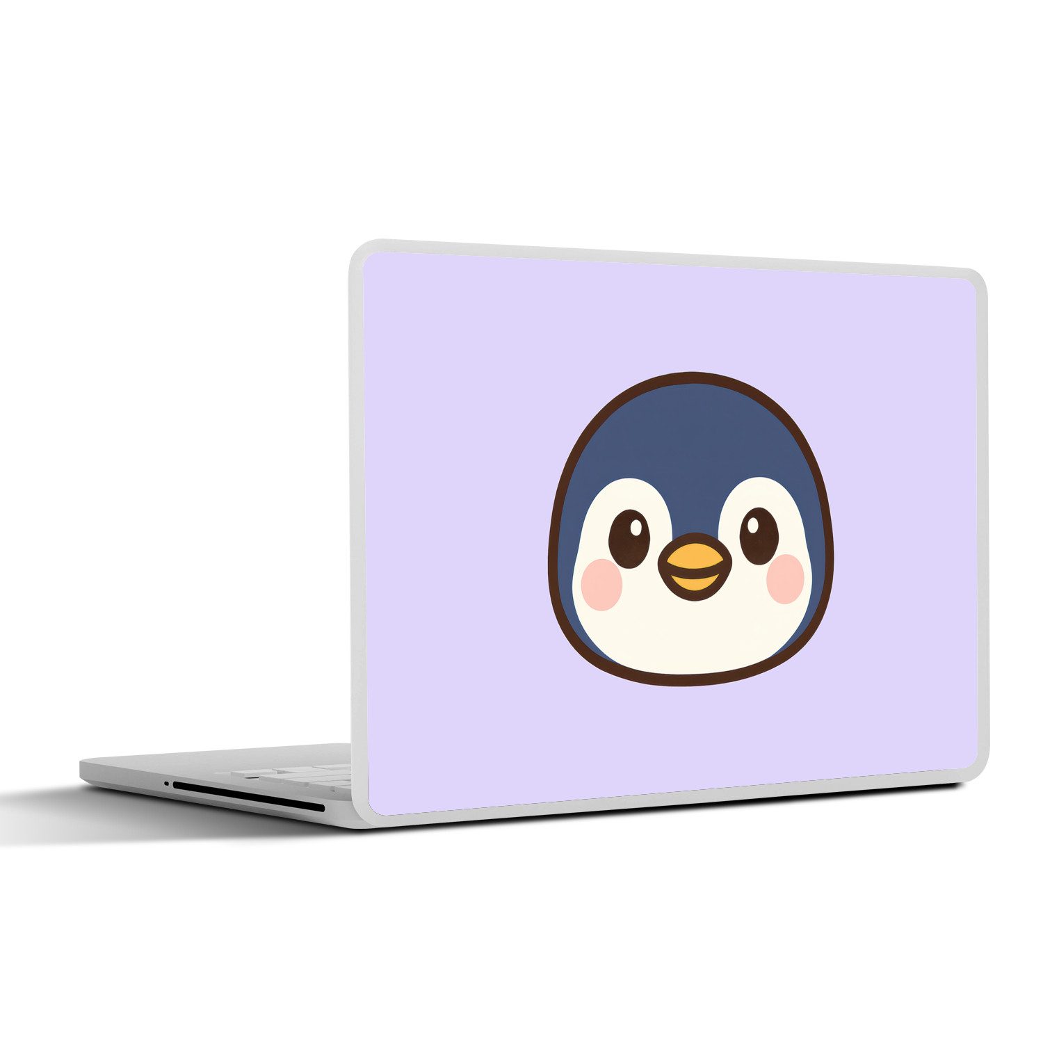 MuchoWow Laptop-Aufkleber Pinguin - Lila - Niedlich, (1tlg), Laptop Folien Cover, Aufkleber, Sticker, Schutz vor Kratzern, 25x18 cm