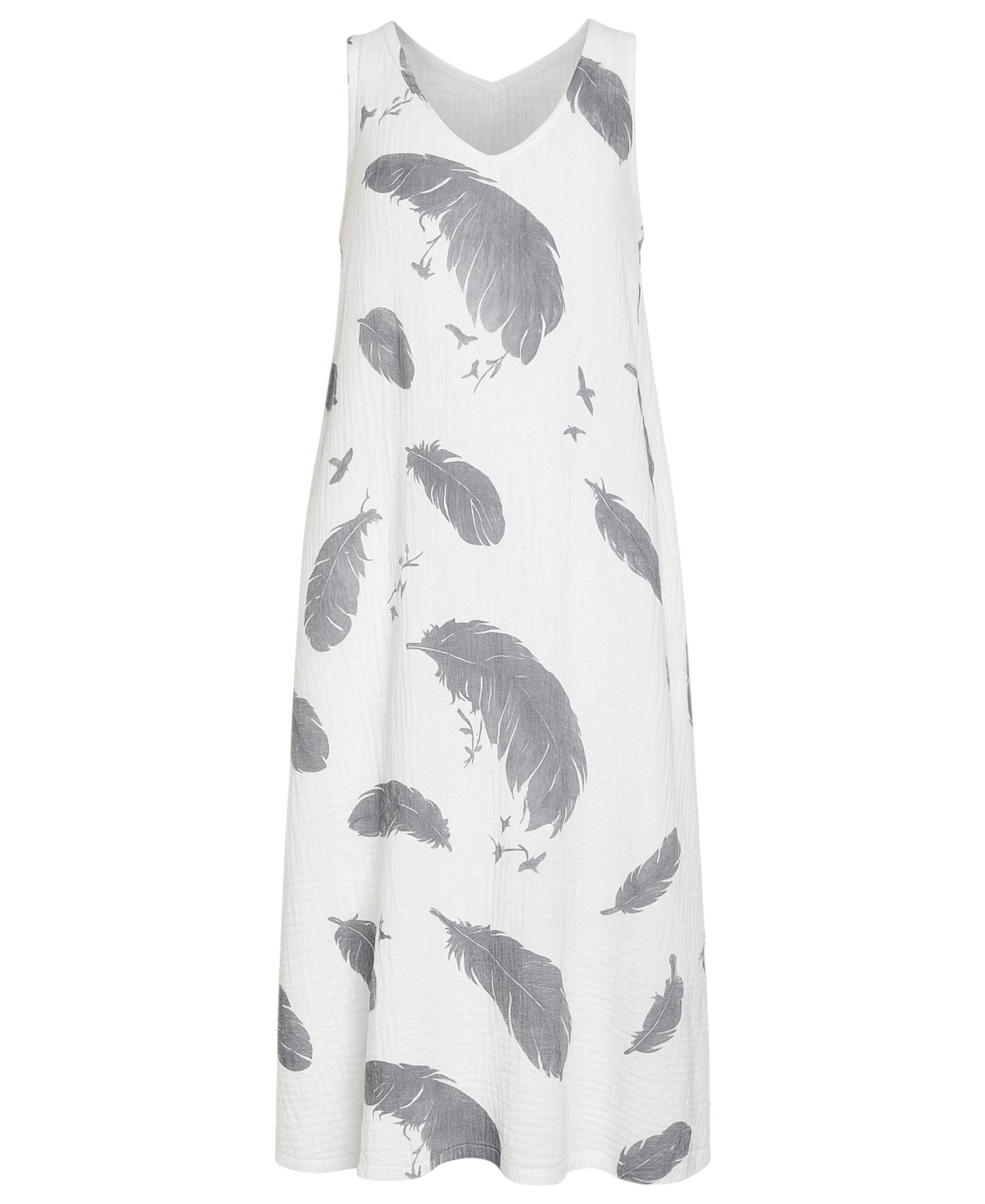 WENOR Sommerkleid Damen Musselin Strandkleid ärmellos 100 % Baumwolle mit Taschen Ballon-Saum, große Taschen, Einheitsgröße