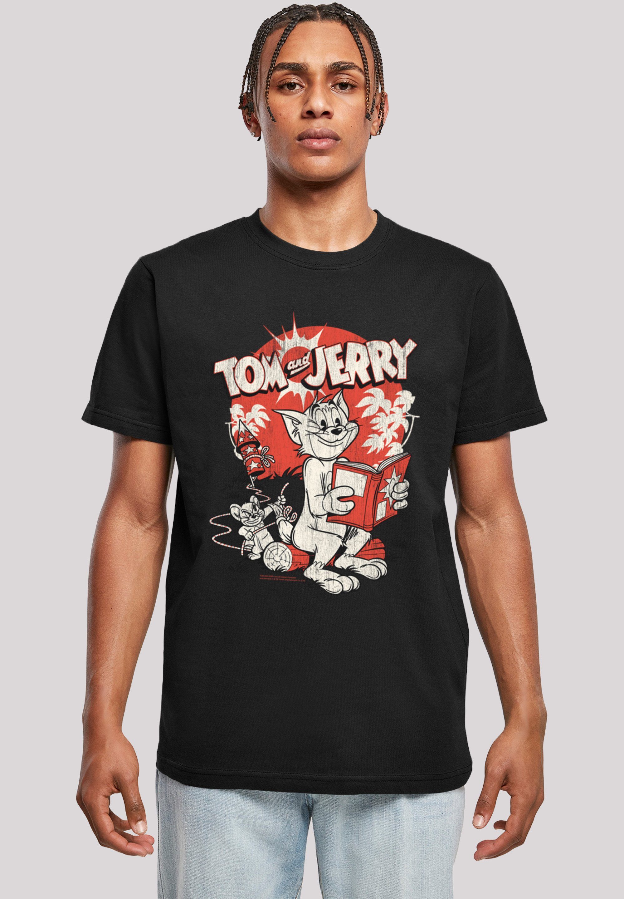 F4NT4STIC T-Shirt Tom und Jerry Rocket Prank Herren,Premium Merch,Regular-Fit,Basic,Bedruckt schwarz