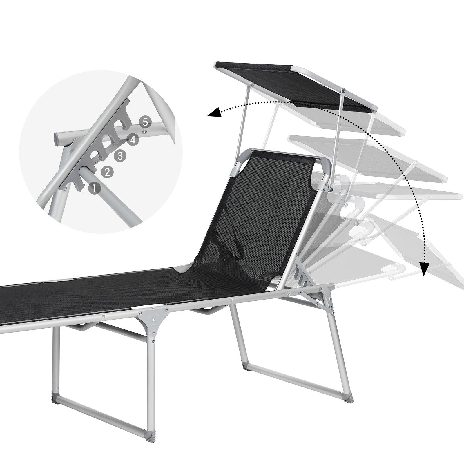 SONGMICS Gartenliege, Liegestuhl,Aluminium,groß,65x200x48cm,verstellbar günstig online kaufen
