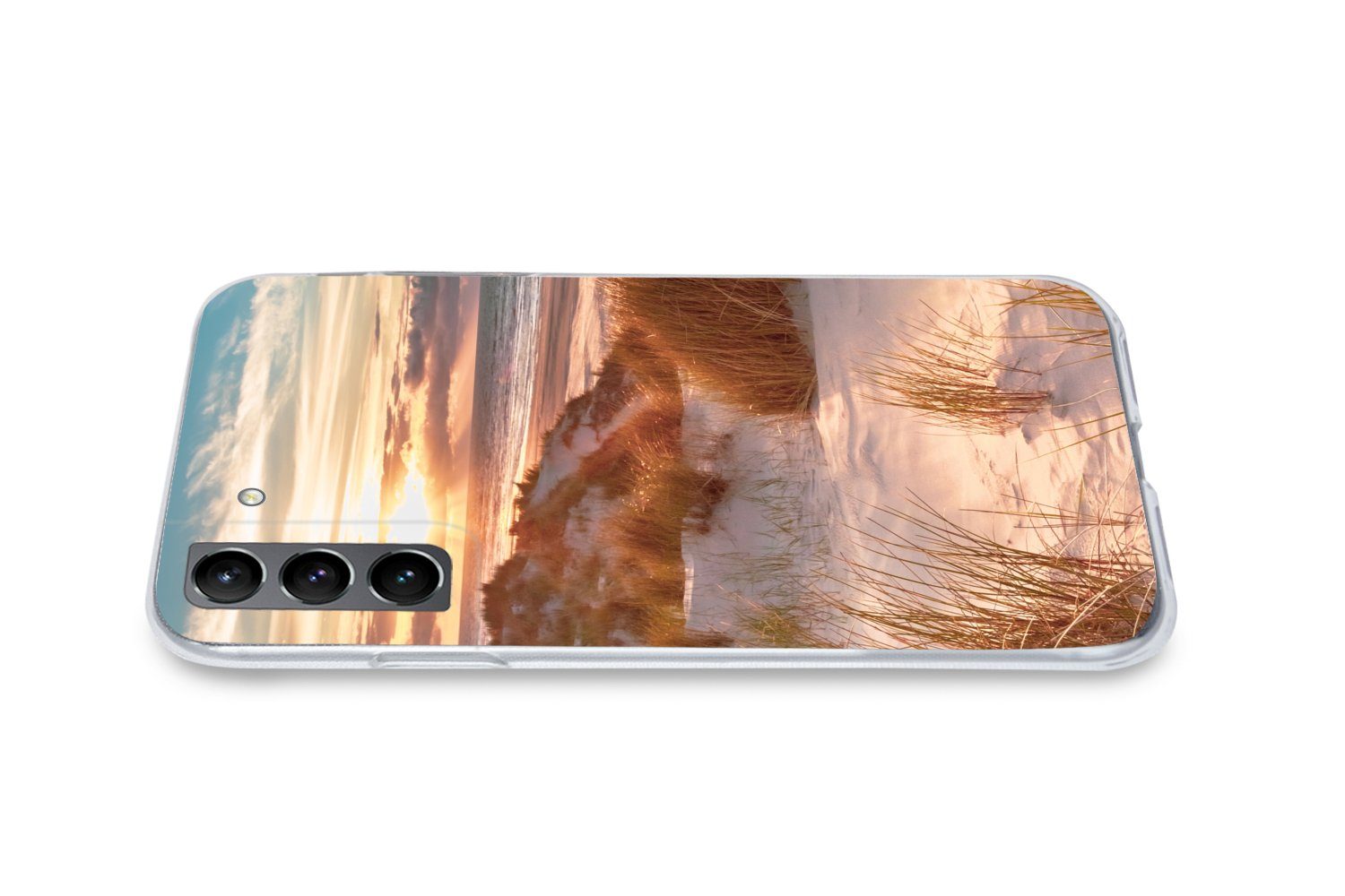 MuchoWow Handyhülle für Samsung Galaxy S21 Düne - Pflanzen - Sonnenuntergang - Strand - Me, Phone Case, Silikon, Schutzhülle Dünn