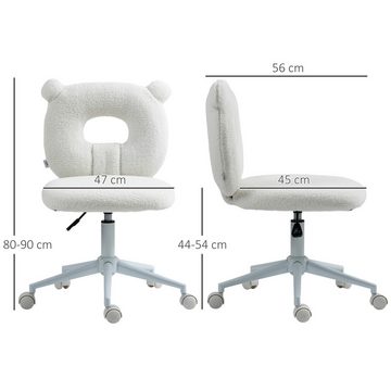 HOMCOM Bürostuhl Höhenverstellbarer Drehstuhl, Arbeitsstuhl (Schreibtischstuhl, 1 St), bis 120 kg Belastbar, Teddy-Vlies, Weiß