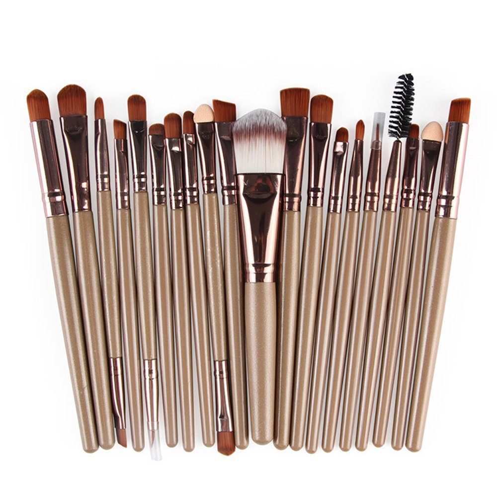 KINSI Kosmetikpinsel-Set 20 Stück Make-up,Pinsel zum professionellen auftragen von Lidschatten, 20 tlg., Foundation Eyeliner Rouge Lippenkosmetik Bürsten für Puder