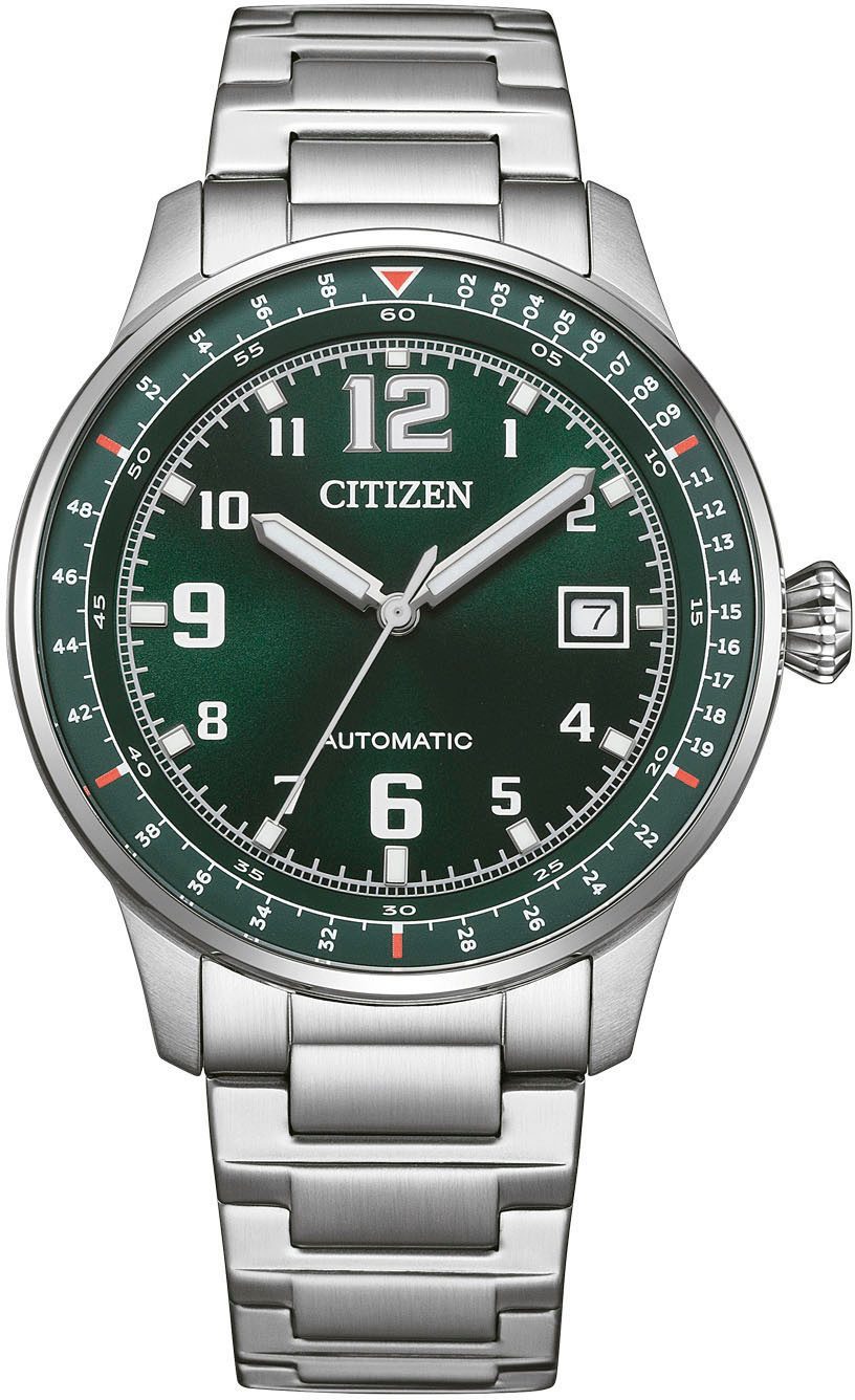 Citizen Automatikuhr NJ0190-51X, Armbanduhr, Herrenuhr, Mechanische Uhr, Edelstahlarmband, analog, Tag