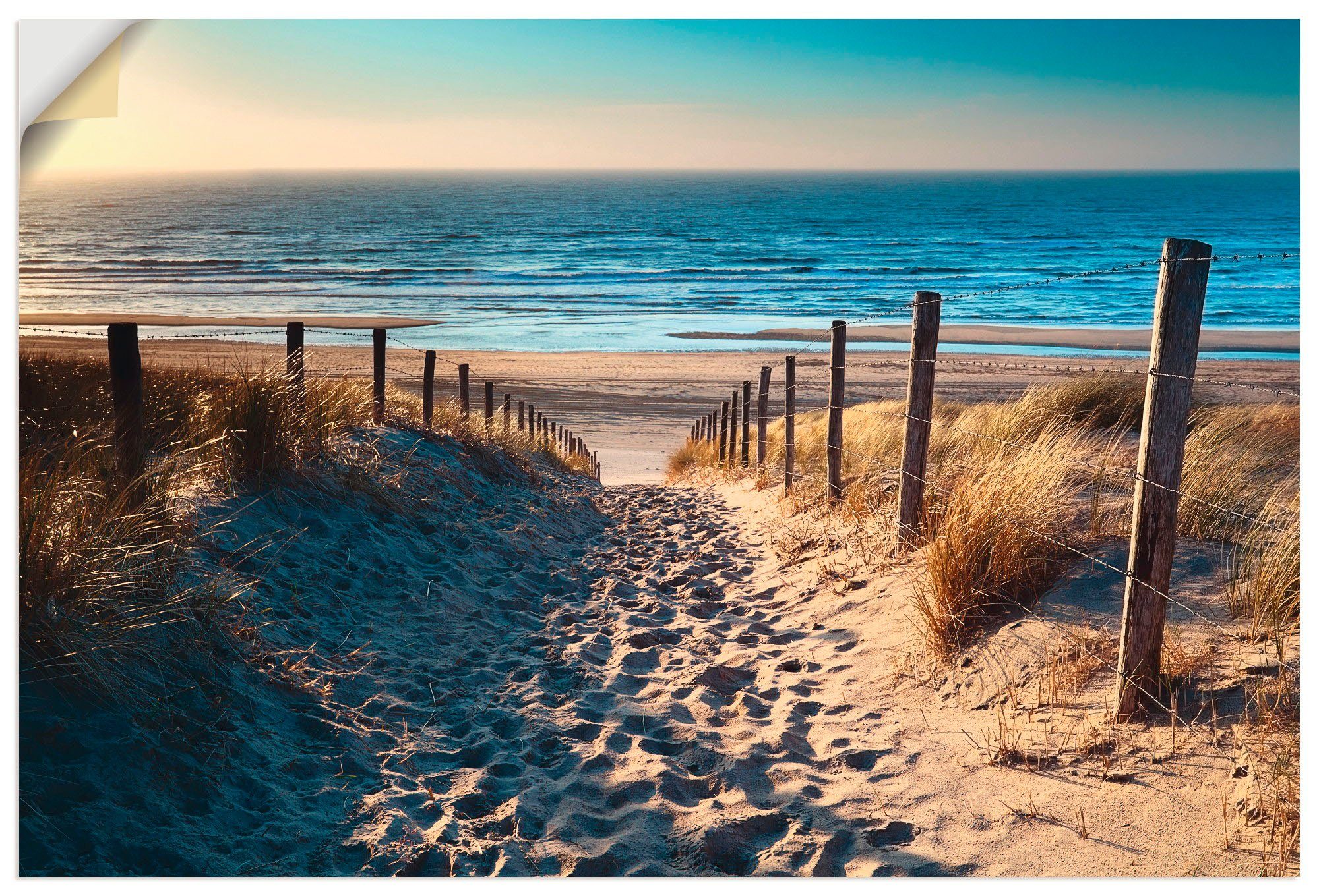 (1 Wandaufkleber Nordseestrand versch. Weg oder Artland zum Wandbild in als Poster Alubild, Größen Strand Leinwandbild, Sonnenuntergang, St),