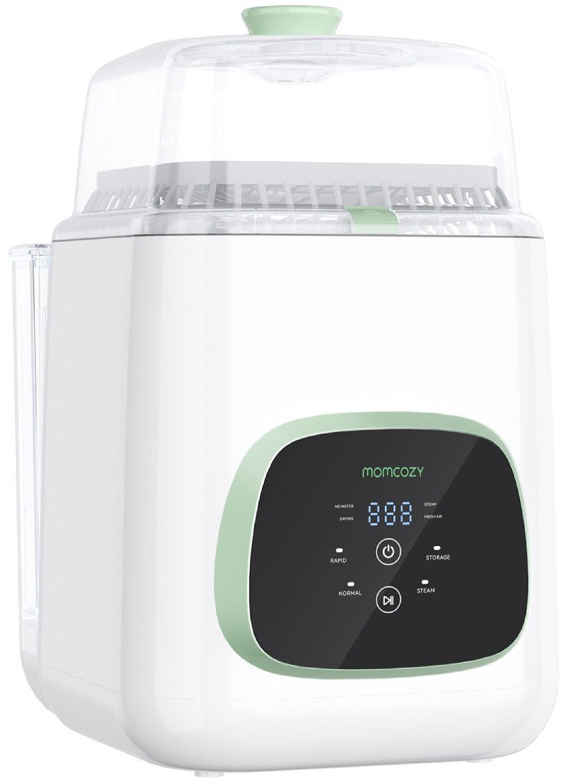 Momcozy Dampfsterilisator Babyflaschenreiniger & Sterilisator - weiß, Effektive Reinigung und sichere Sterilisation von Babyflaschen