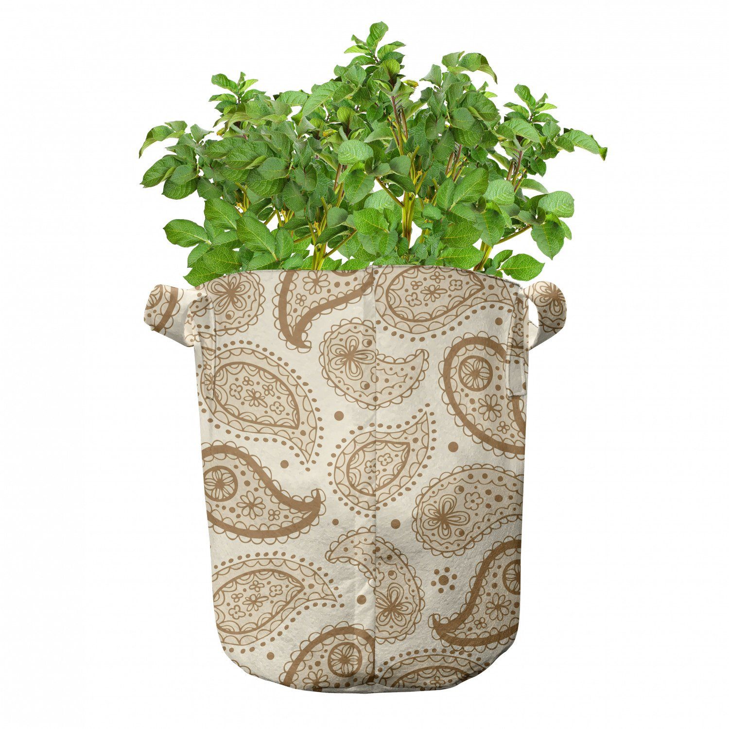 Abakuhaus Pflanzkübel hochleistungsfähig Stofftöpfe mit Paisley Beige für Persisch Griffen Pflanzen, Oriental