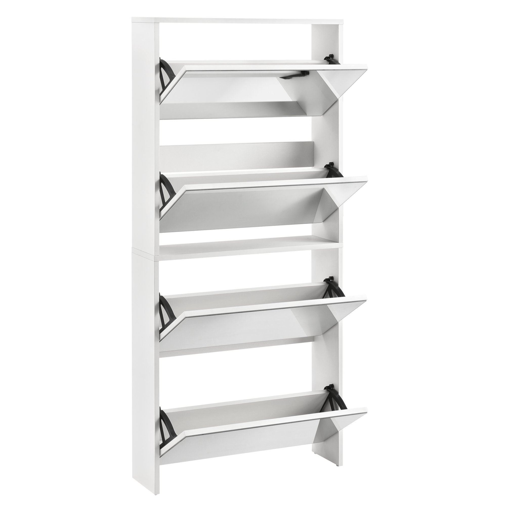 en.casa Schuhschrank »Vogar« mit 4 verspiegelten Türen 134x63x17 cm Weiß – Bild 4 von 5