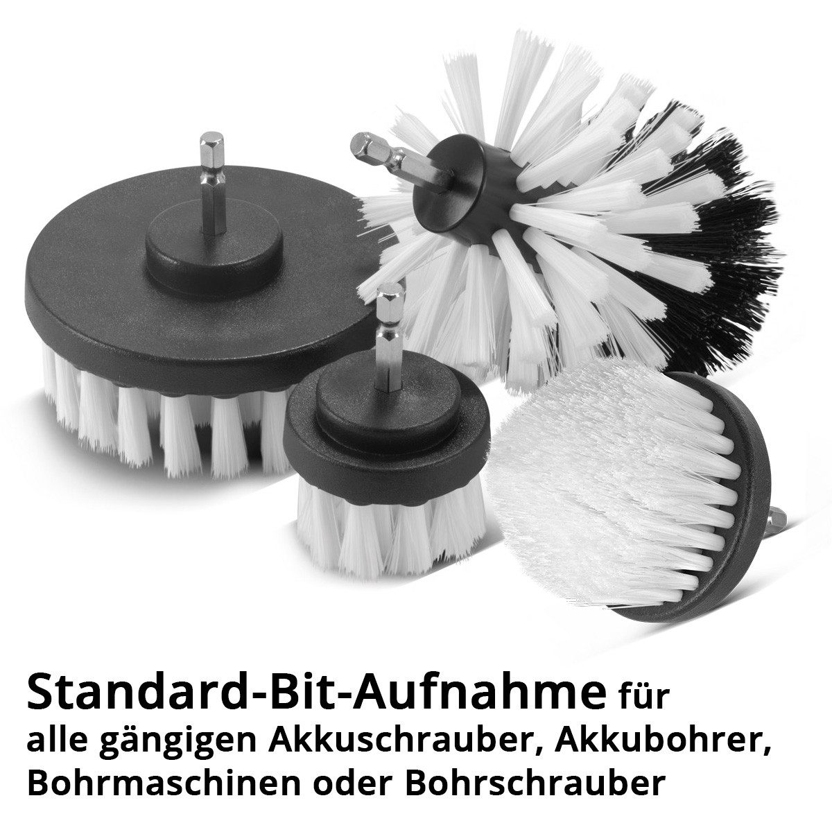 STAHLWERK Autowaschbürste Reinigungsbürsten Aufsatz 15er Set für Akkuschrauber und Bohrmaschinen, (Set, 5-tlg., Set), schneller Wechsel der Aufsätze