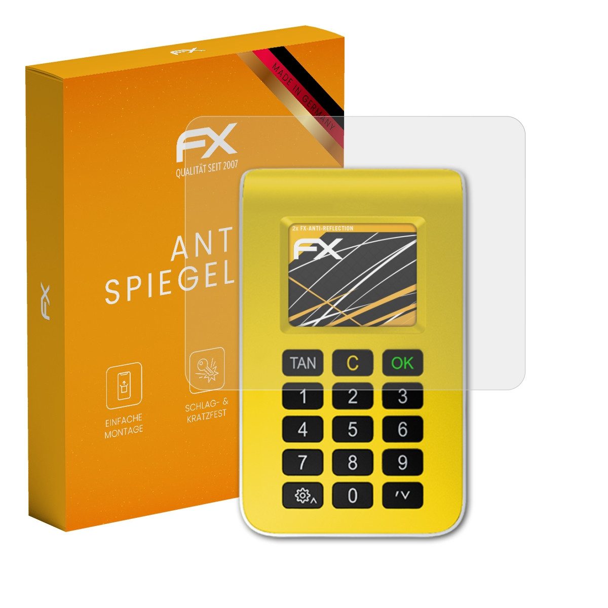 atFoliX Schutzfolie für Reiner SCT Authenticator, (2 Folien), Entspiegelnd und stoßdämpfend