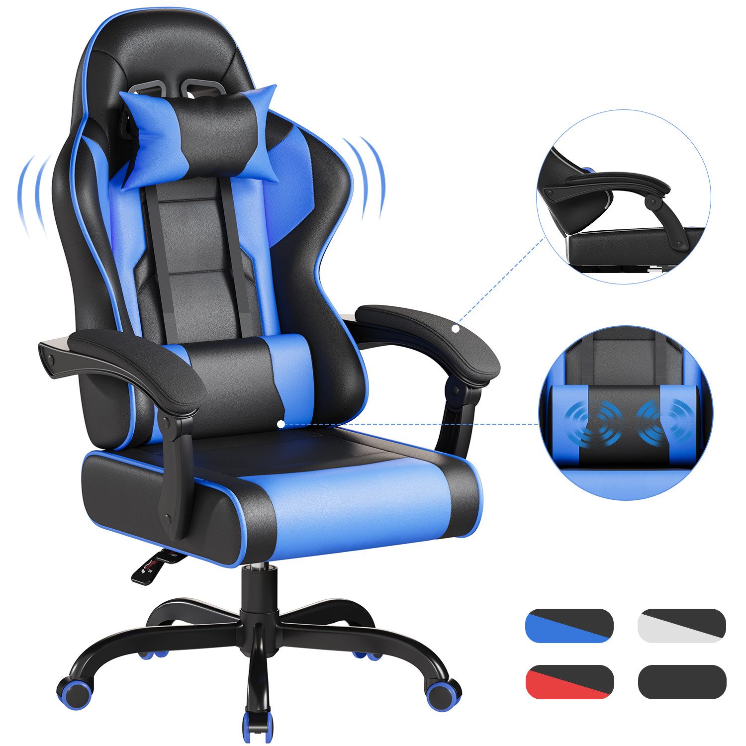 HOMALL Gaming-Stuhl Massage Bürostuhl mit Fußstütze,Kopfstütze Gaming Chair günstig online kaufen